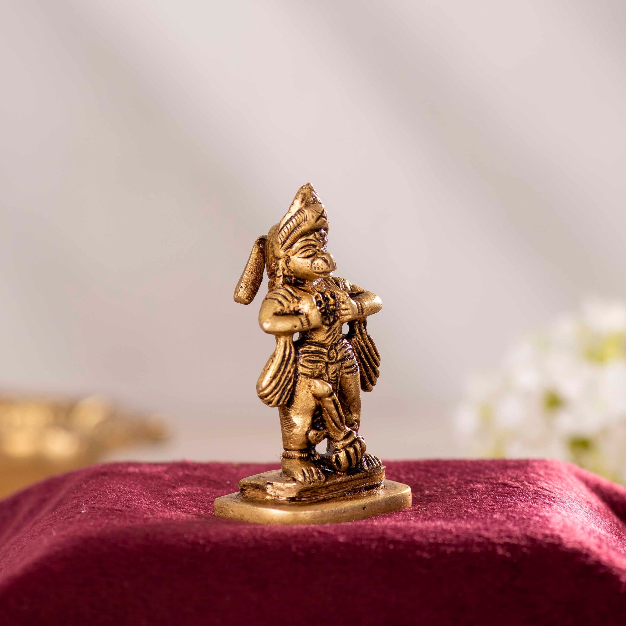 Brass Hanuman Devotion for Ram Sita - 2.5 Inch