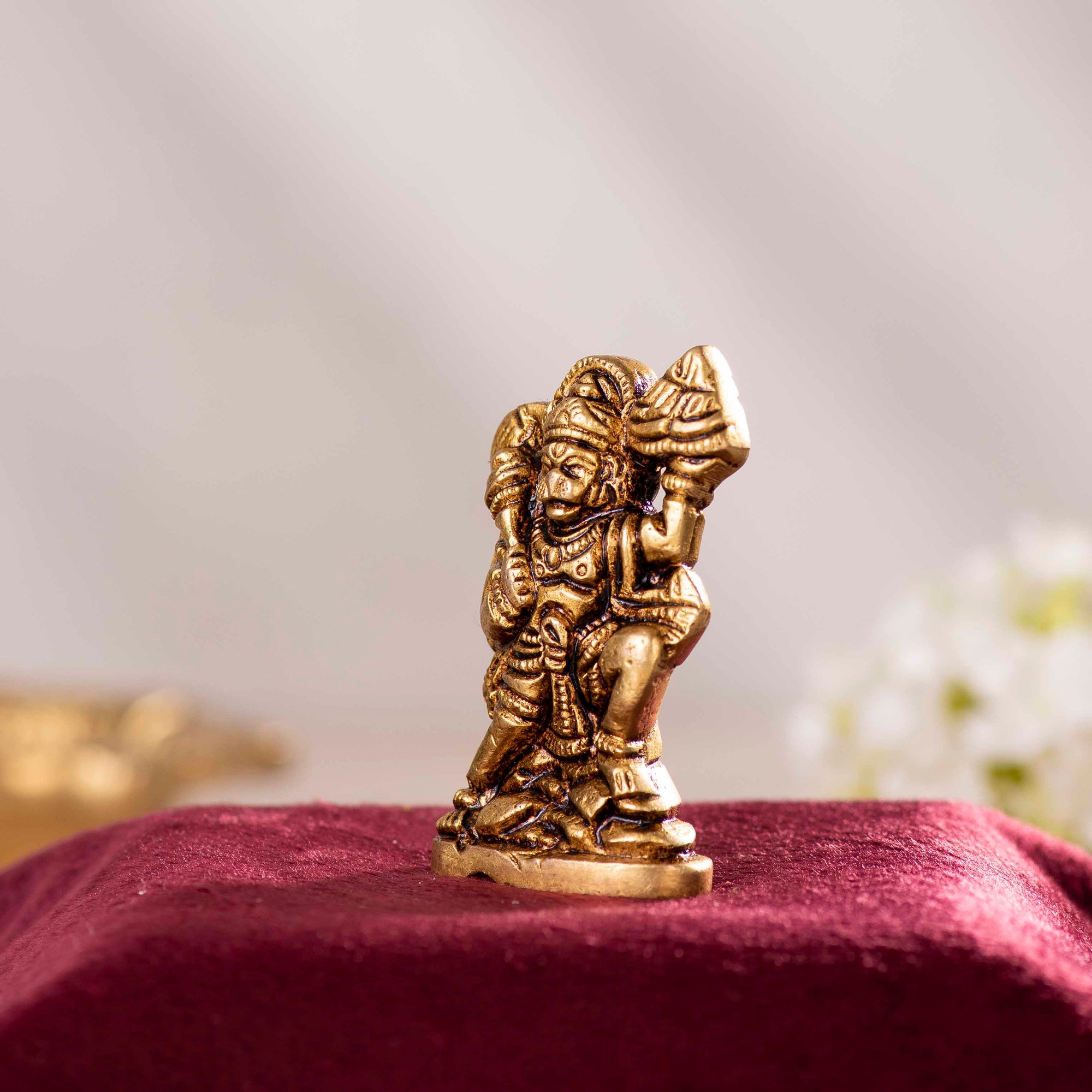 Brass Hanuman With Sanjveni Pahad - 2.5 Inch