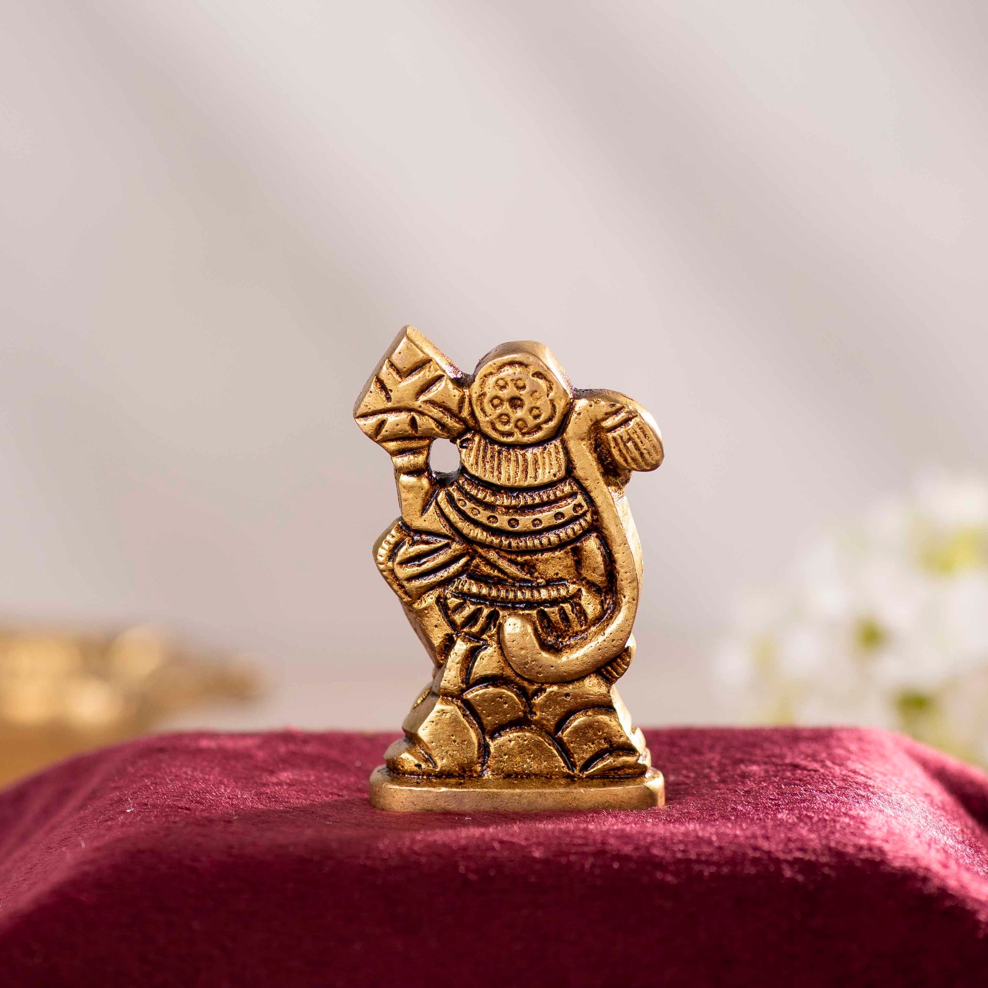 Brass Hanuman With Sanjveni Pahad - 2.5 Inch