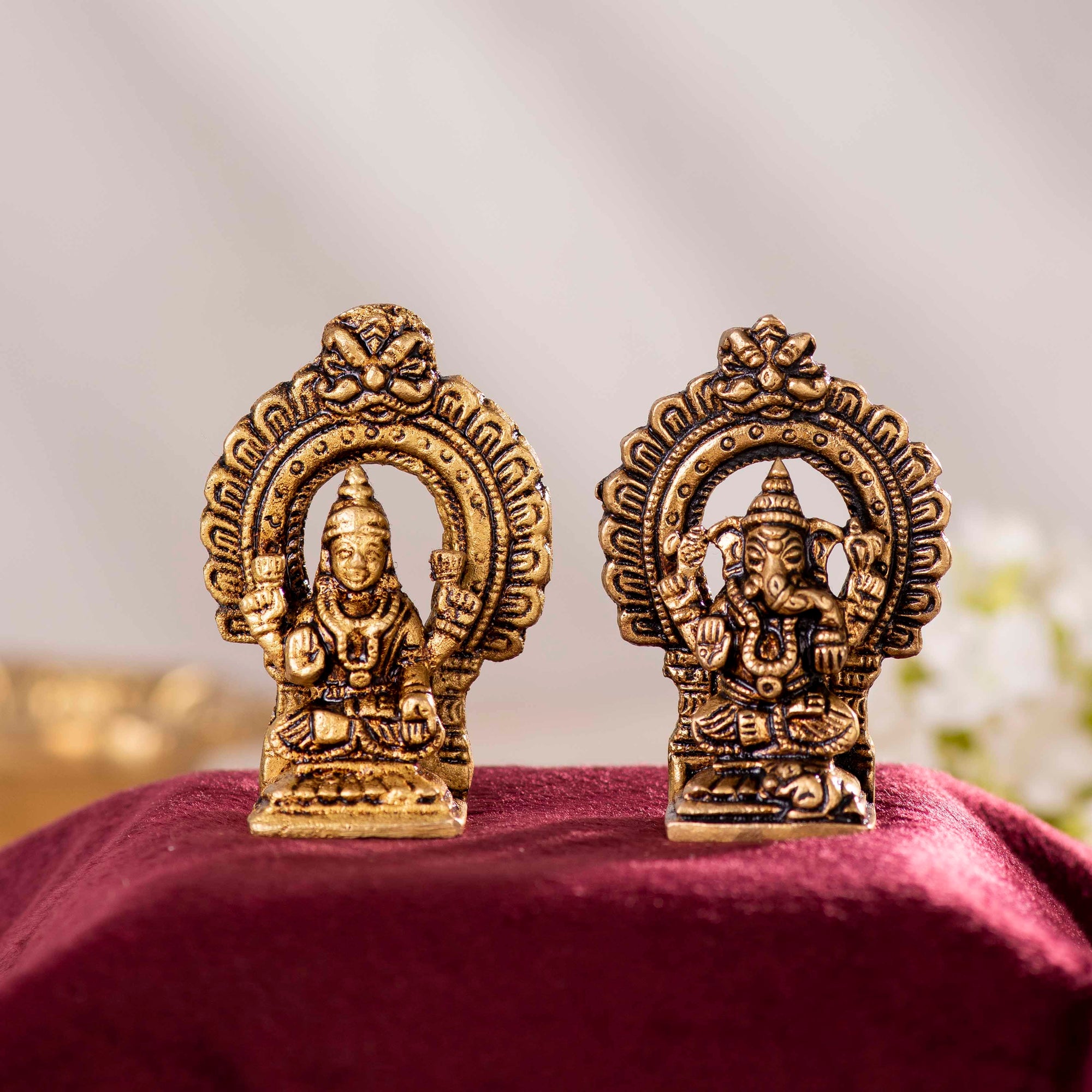 Brass Frame Laxmi Ganesh Idol - 2.5 Inch