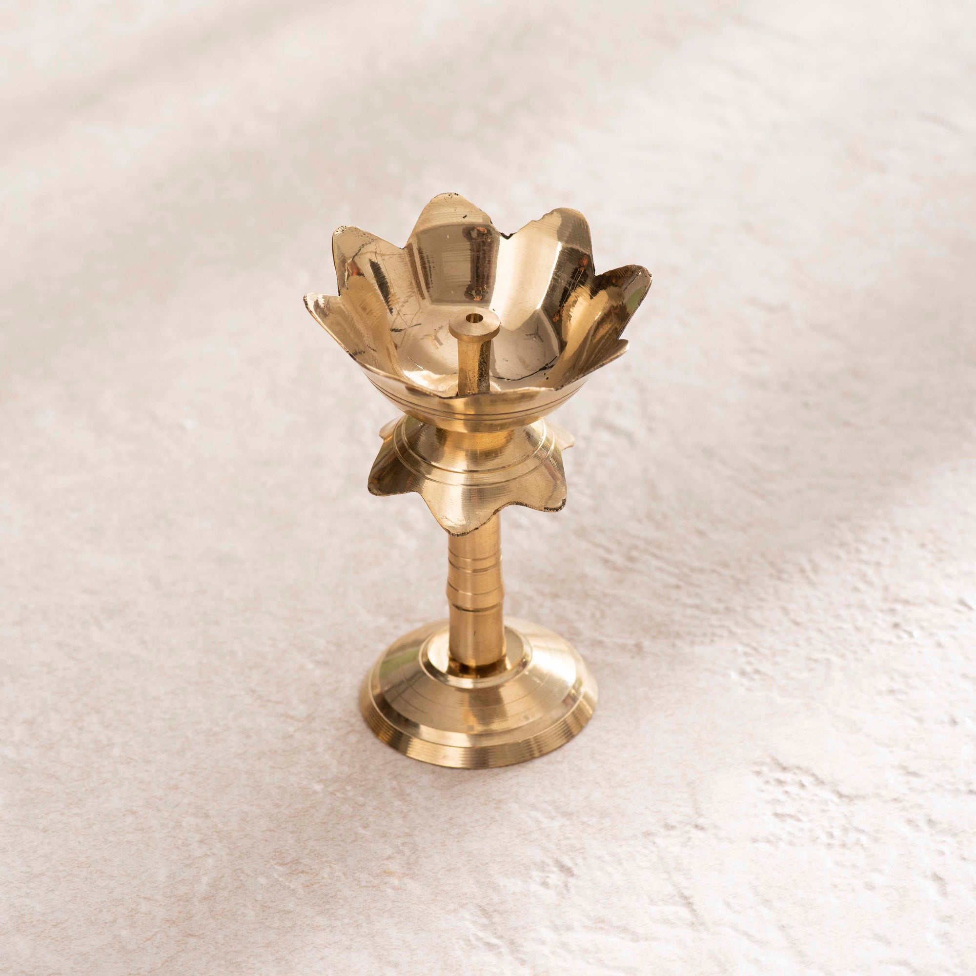Brass Kamal Jyoti Deep With Stand - 4 Inch