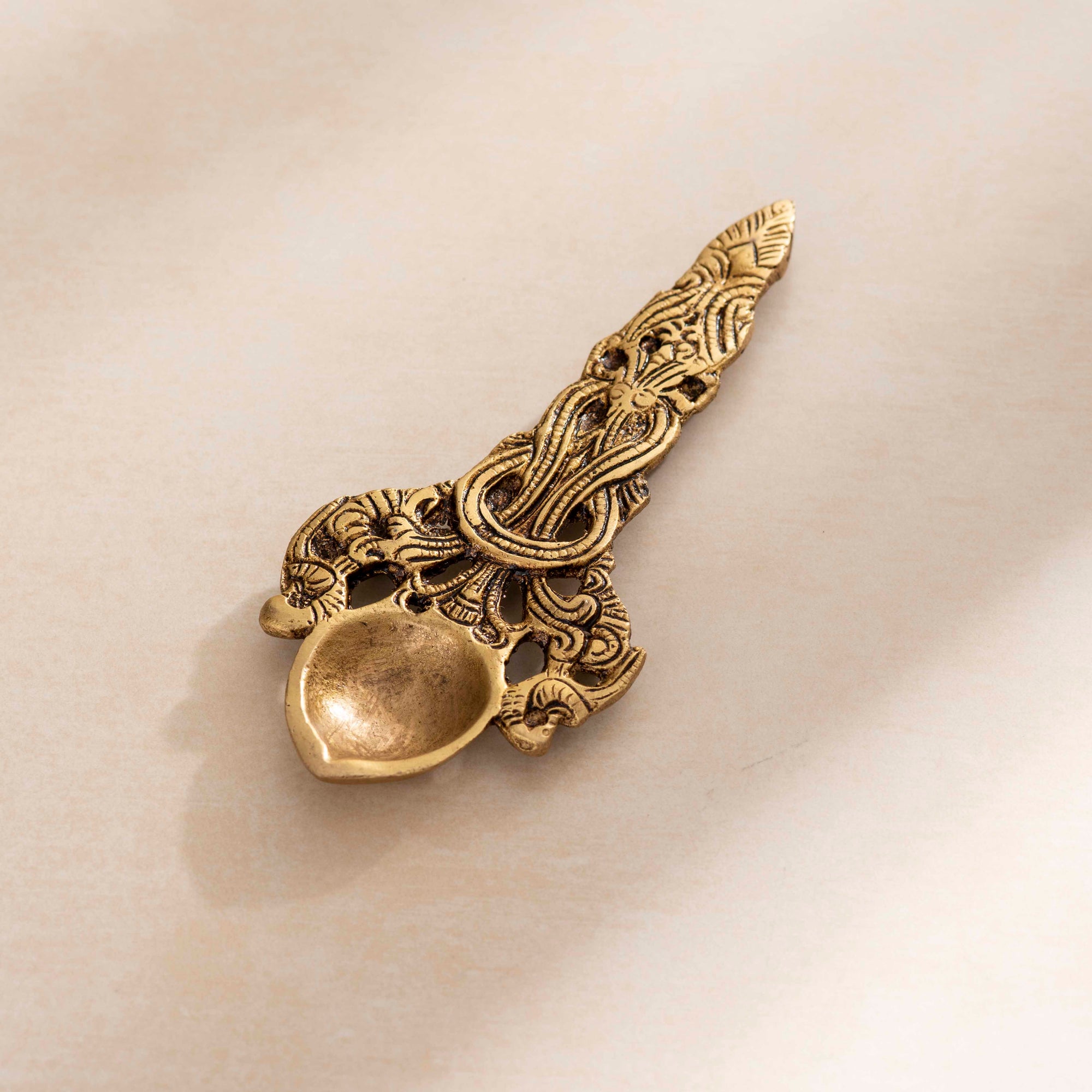 Brass Hand Carved Kapur Aarti - 7 Inch