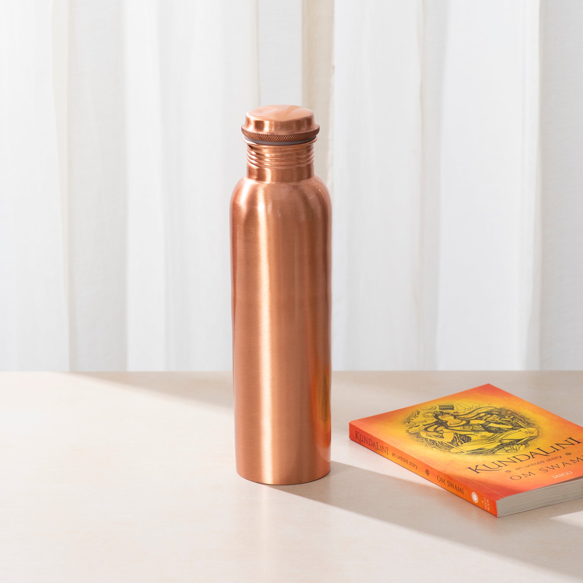Matte Finish Pure Copper Drinking Bottle With 2 Glass set
