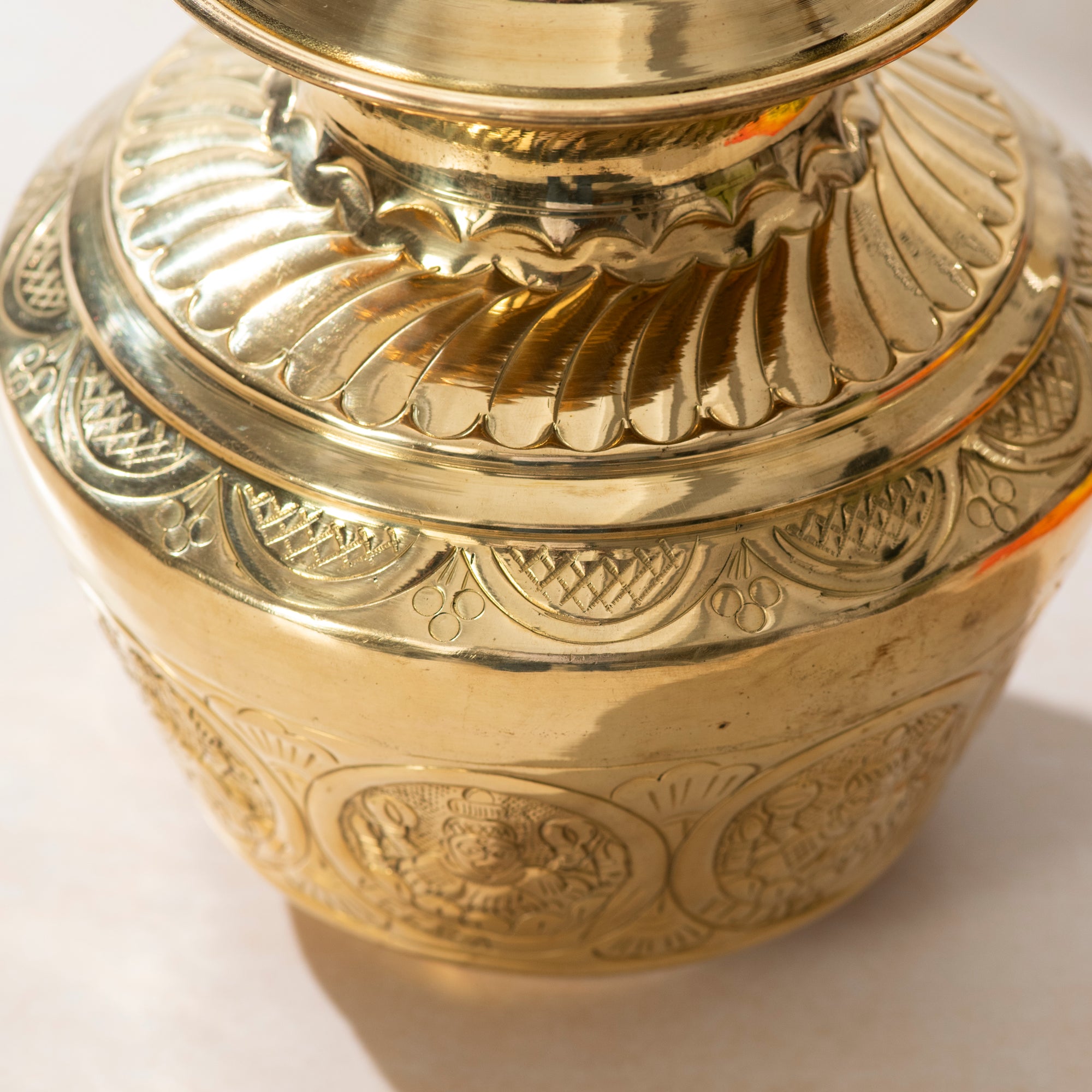 Elegant Brass Asthlaxmi Kalash - 7 Inch