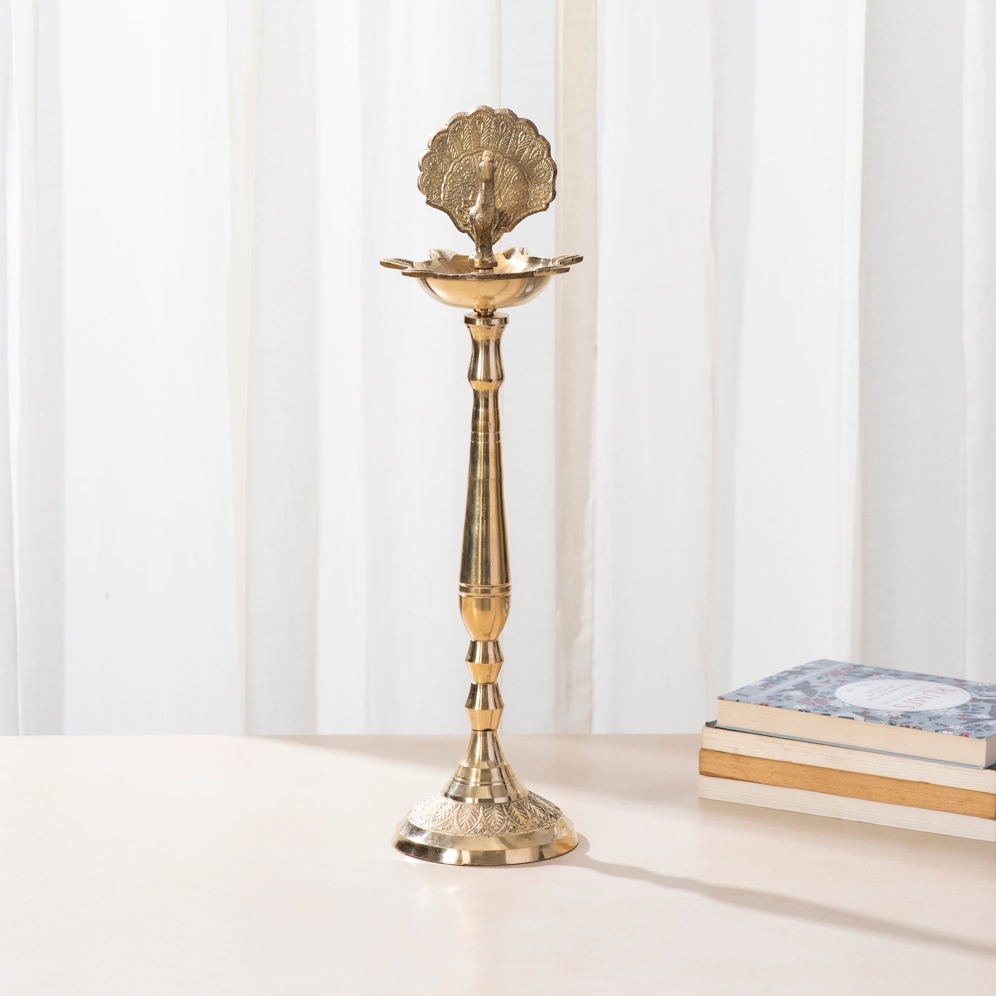 Brass Peacock Samai Lamp- 17 inch