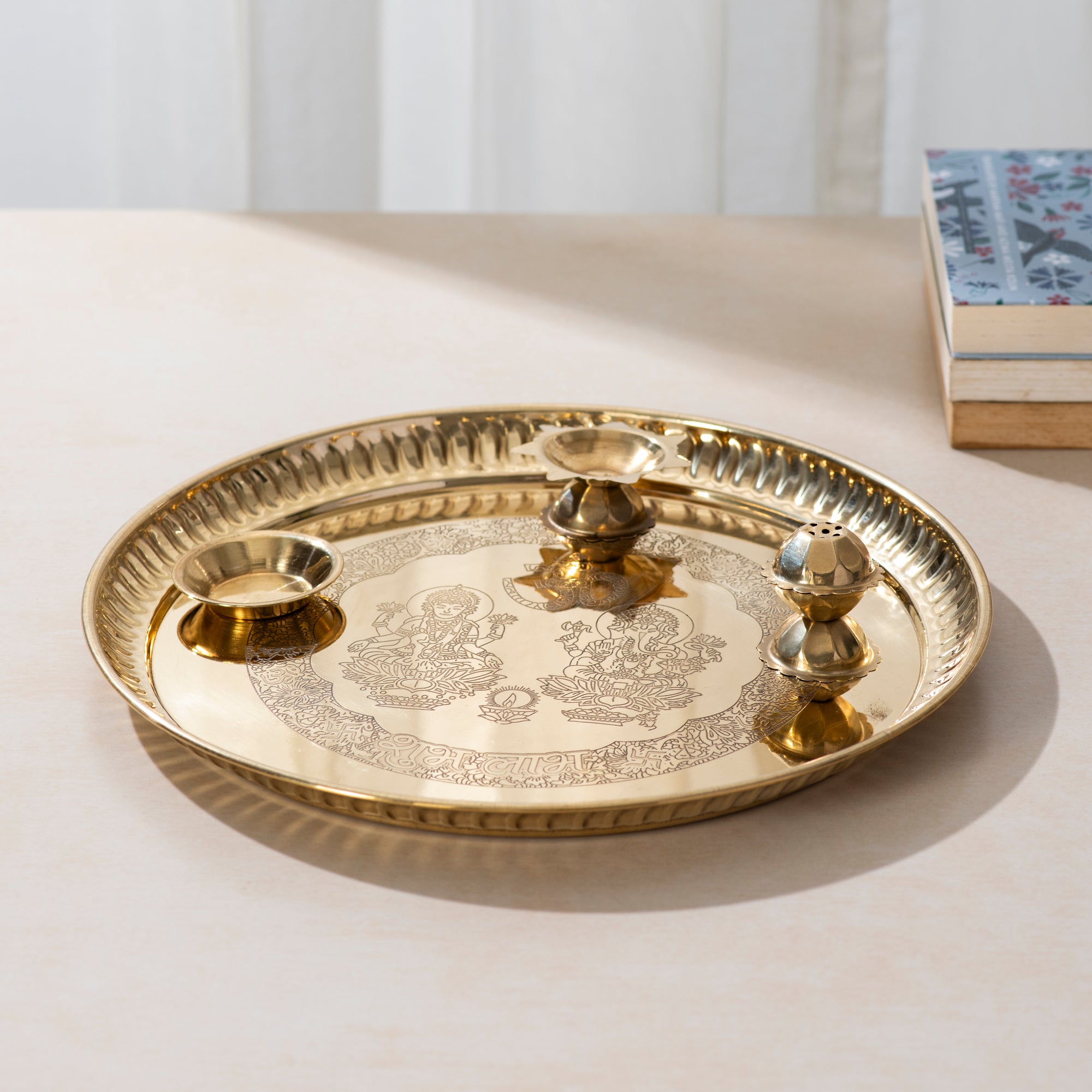 Brass Pooja Thali Set- 10 inch