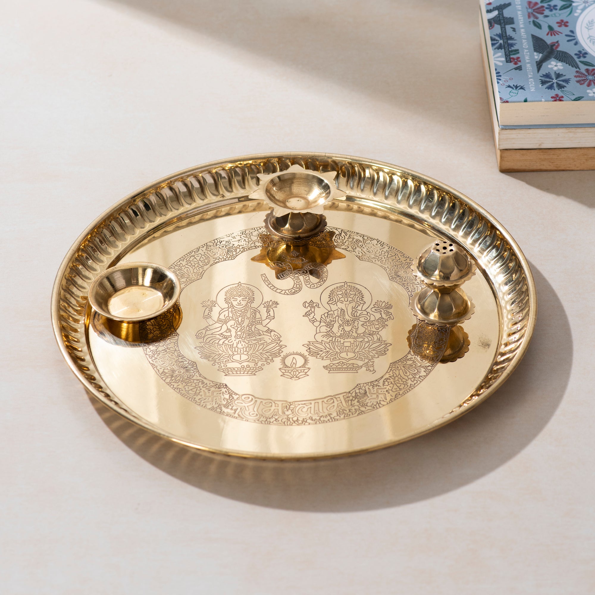 Brass Pooja Thali Set- 10 inch