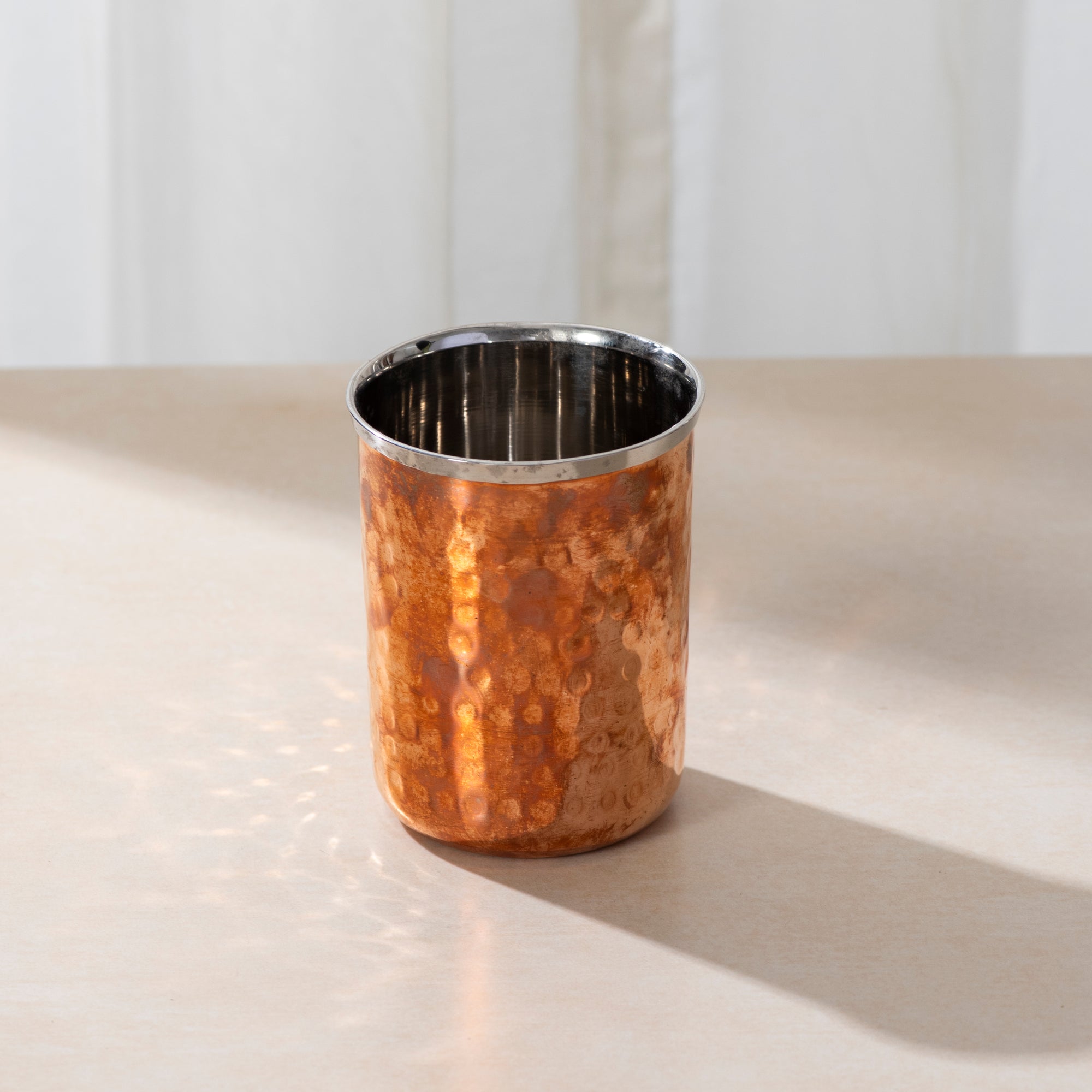 Copper Steel Thali Set Royal Curved Shiny Look