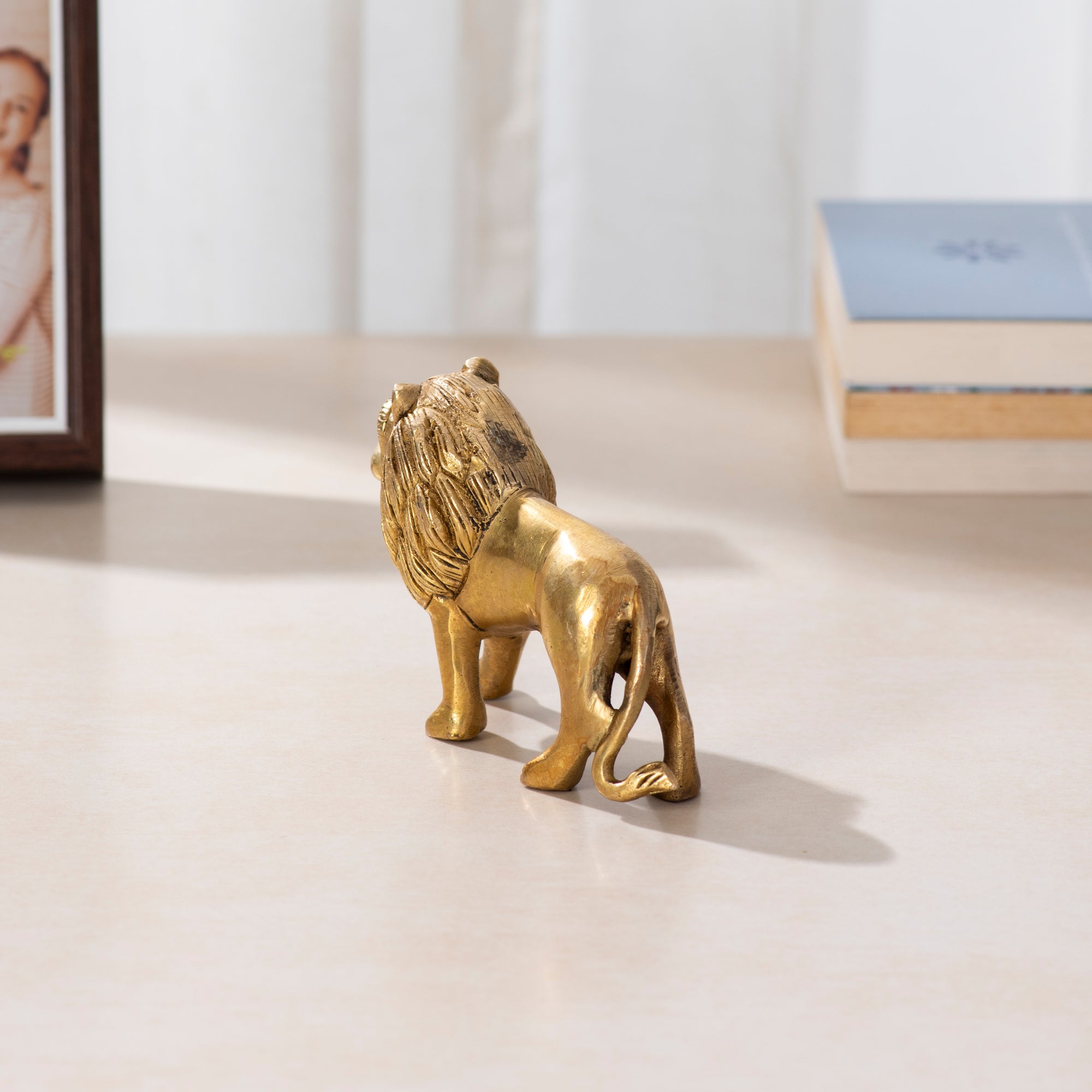 Royal Guardian: Brass Standing Lion- 5 inch