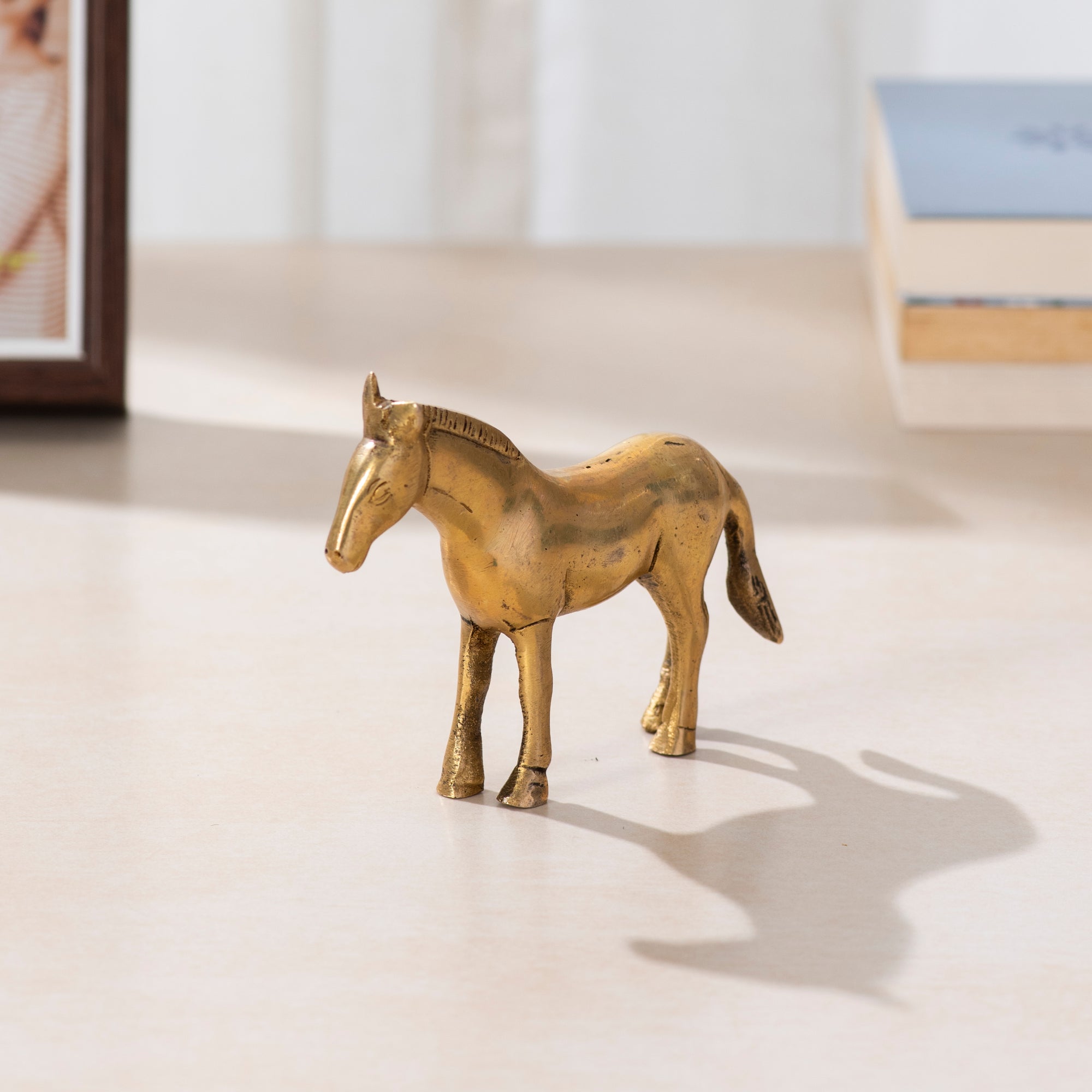 Equestrian Elegance: Brass Standing Horse- 4 inch