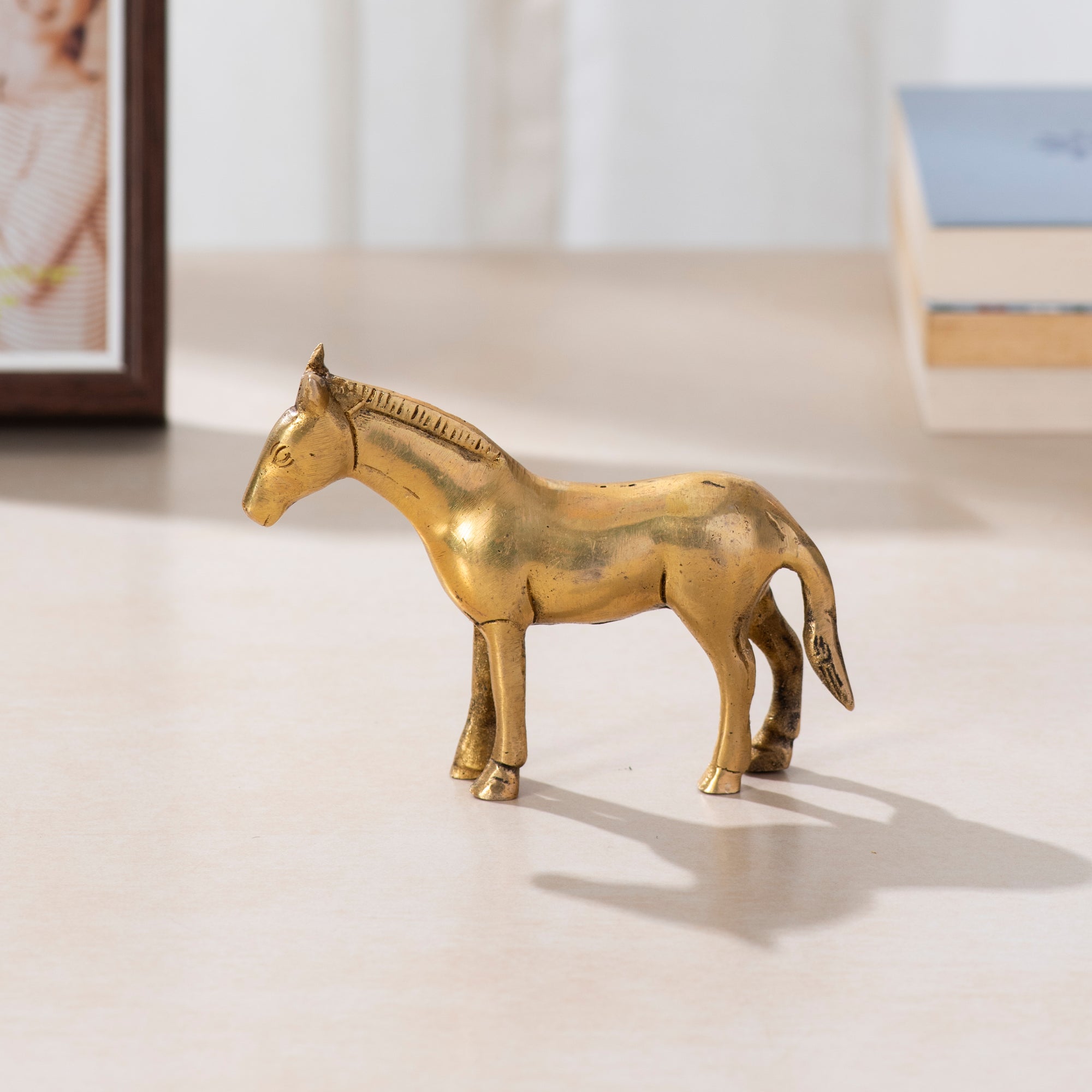 Equestrian Elegance: Brass Standing Horse- 4 inch