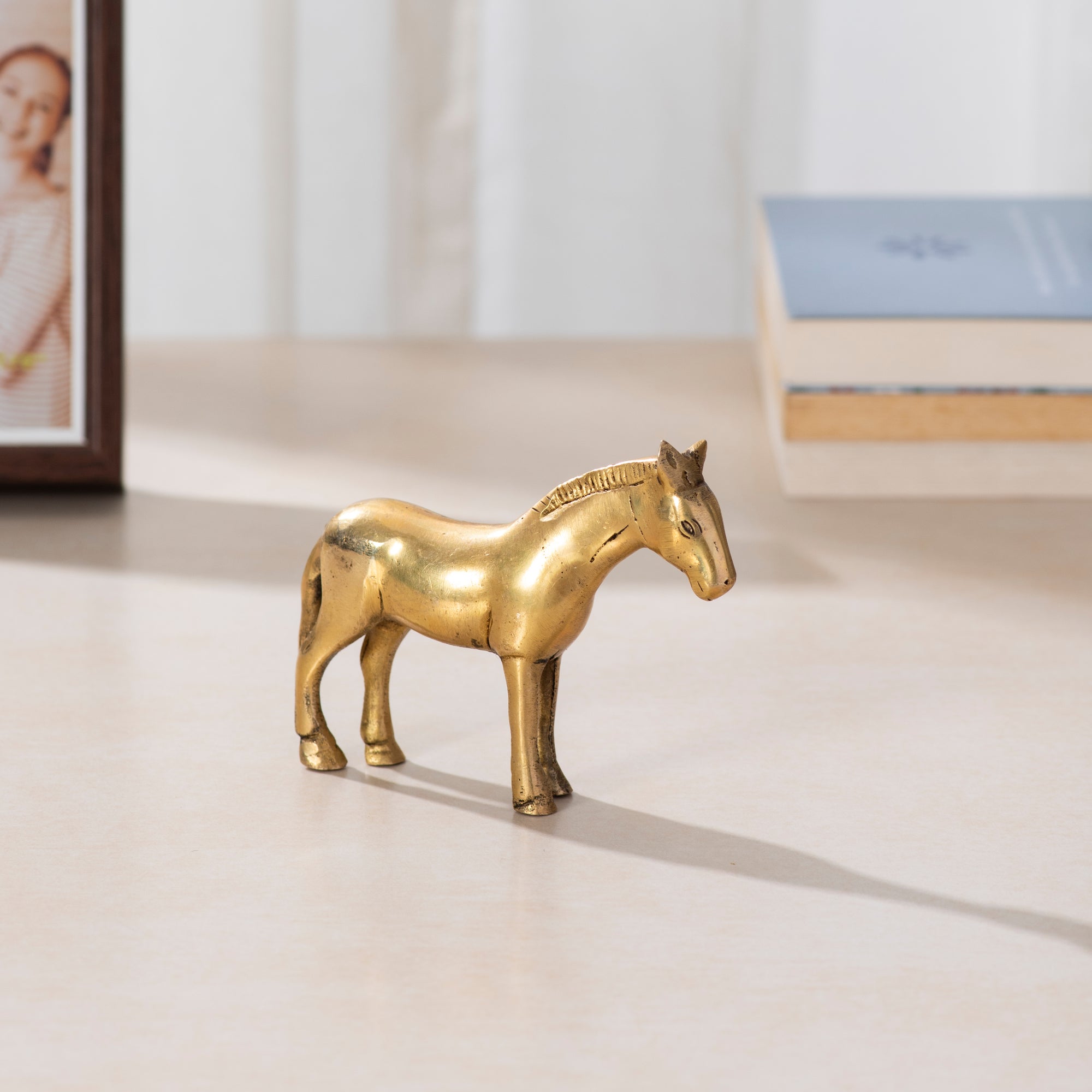 Equestrian Elegance: Brass Standing Horse- 4 inch
