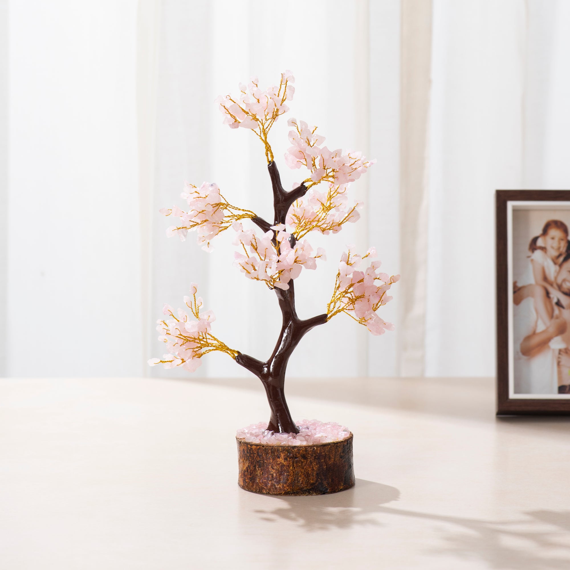 Rose Quartz Crystal Stone Tree for Love & Peace