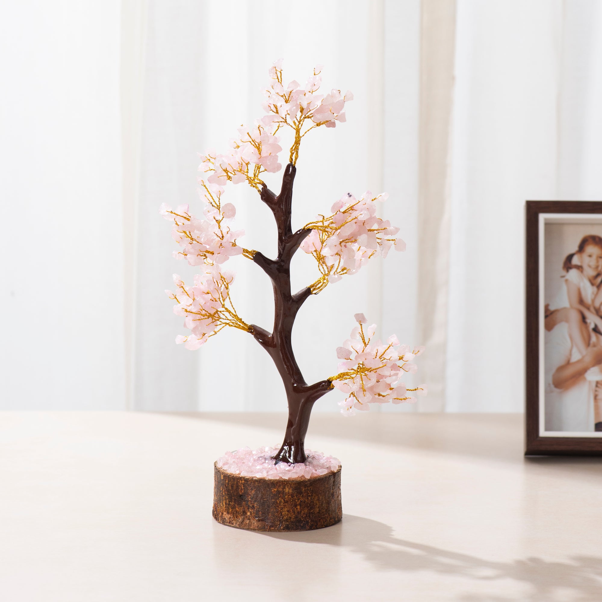 Rose Quartz Crystal Stone Tree for Love & Peace