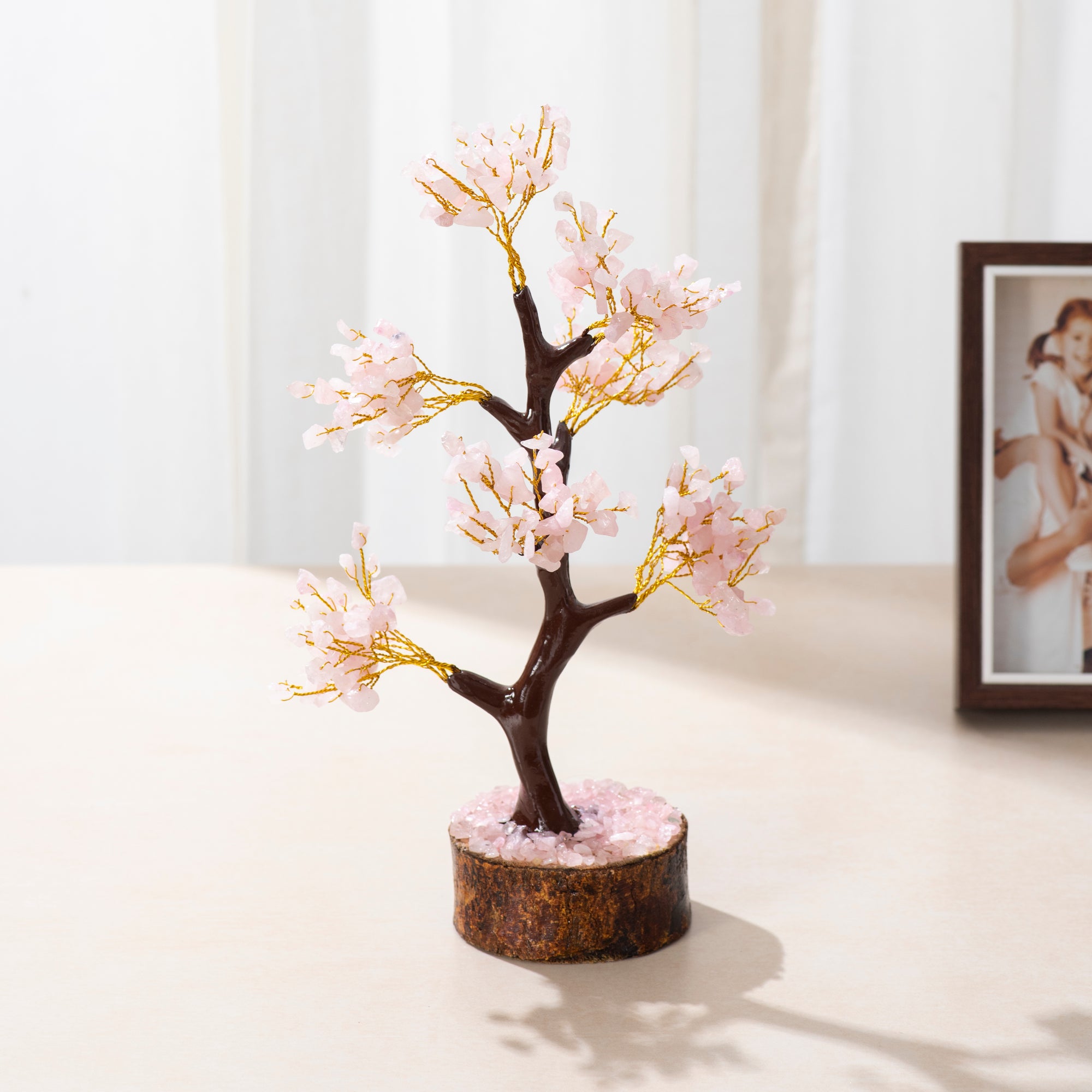 Rose Quartz Crystal Stone Tree for Love & Peace