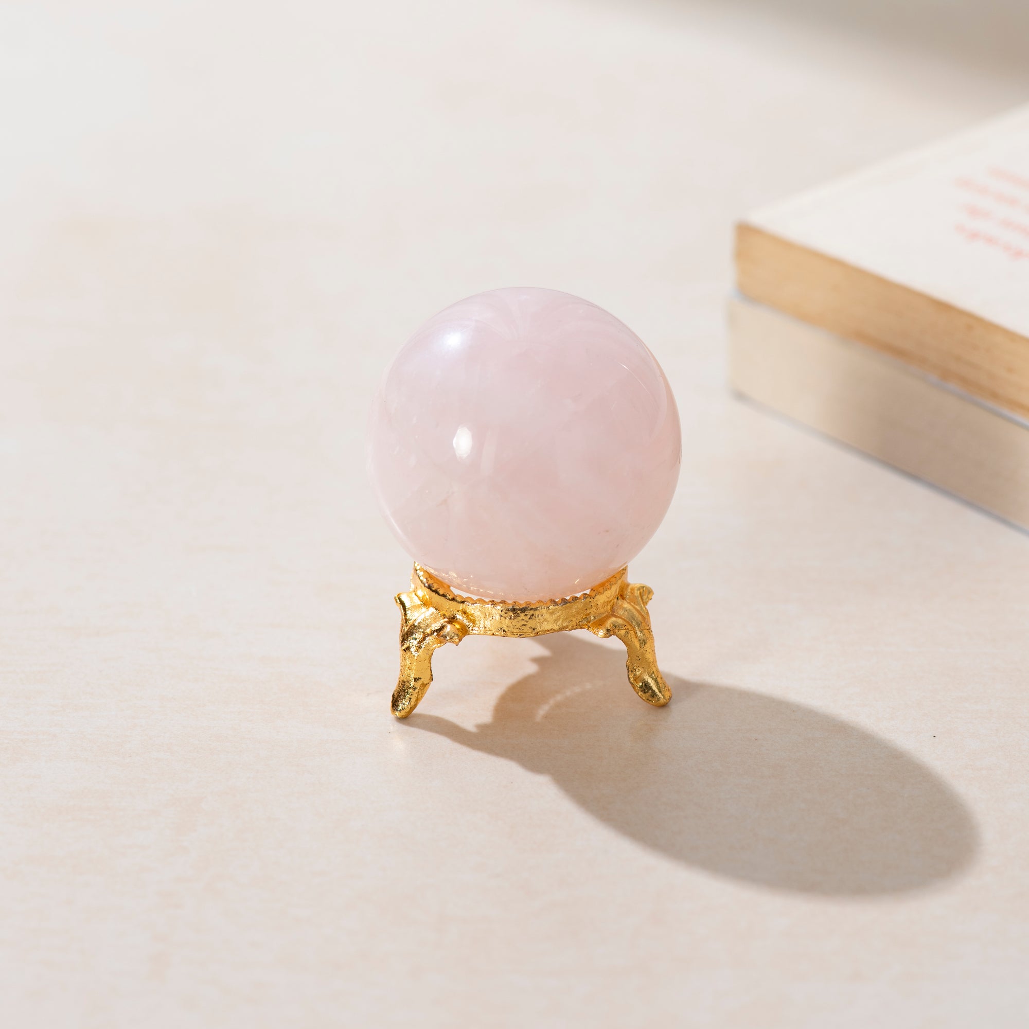 Rose Quartz Gemstone Ball with Stand