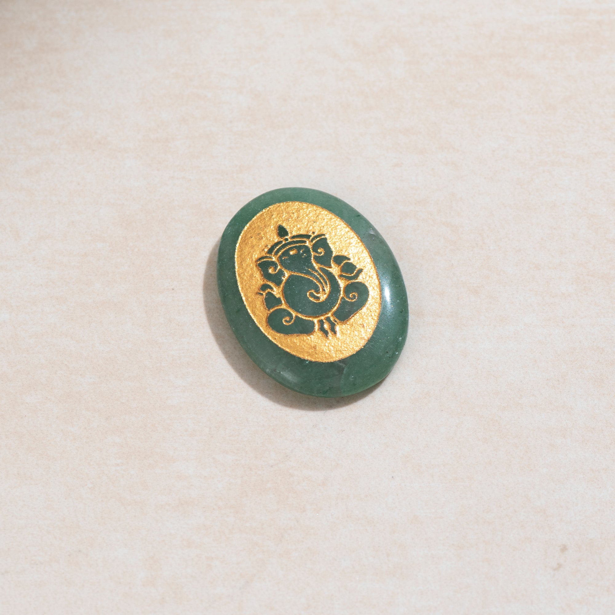 Green Aventurine Ganesha Zibu Coin – Invoke Prosperity and Overcome Obstacles