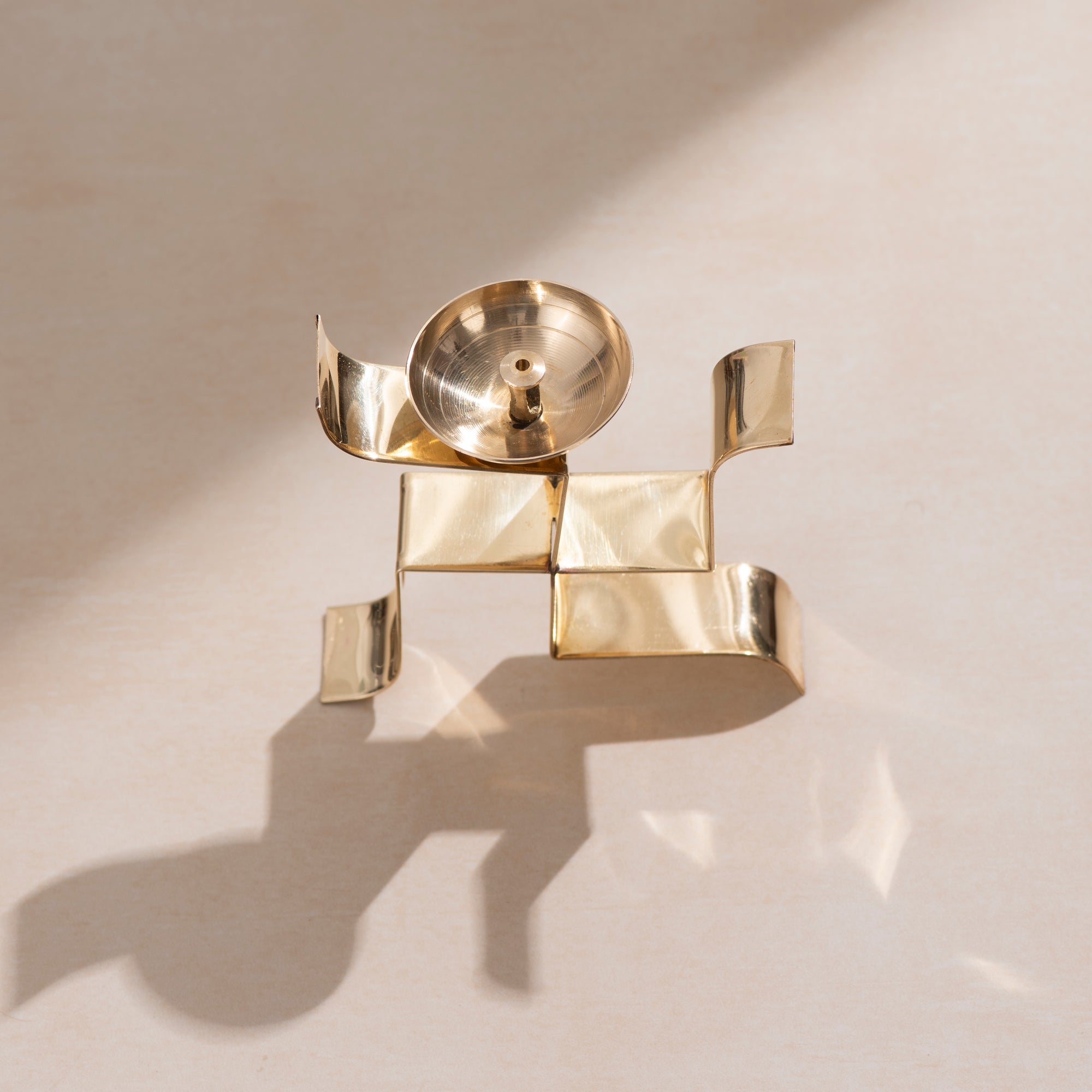 Brass Swastik Diya - 5 inch