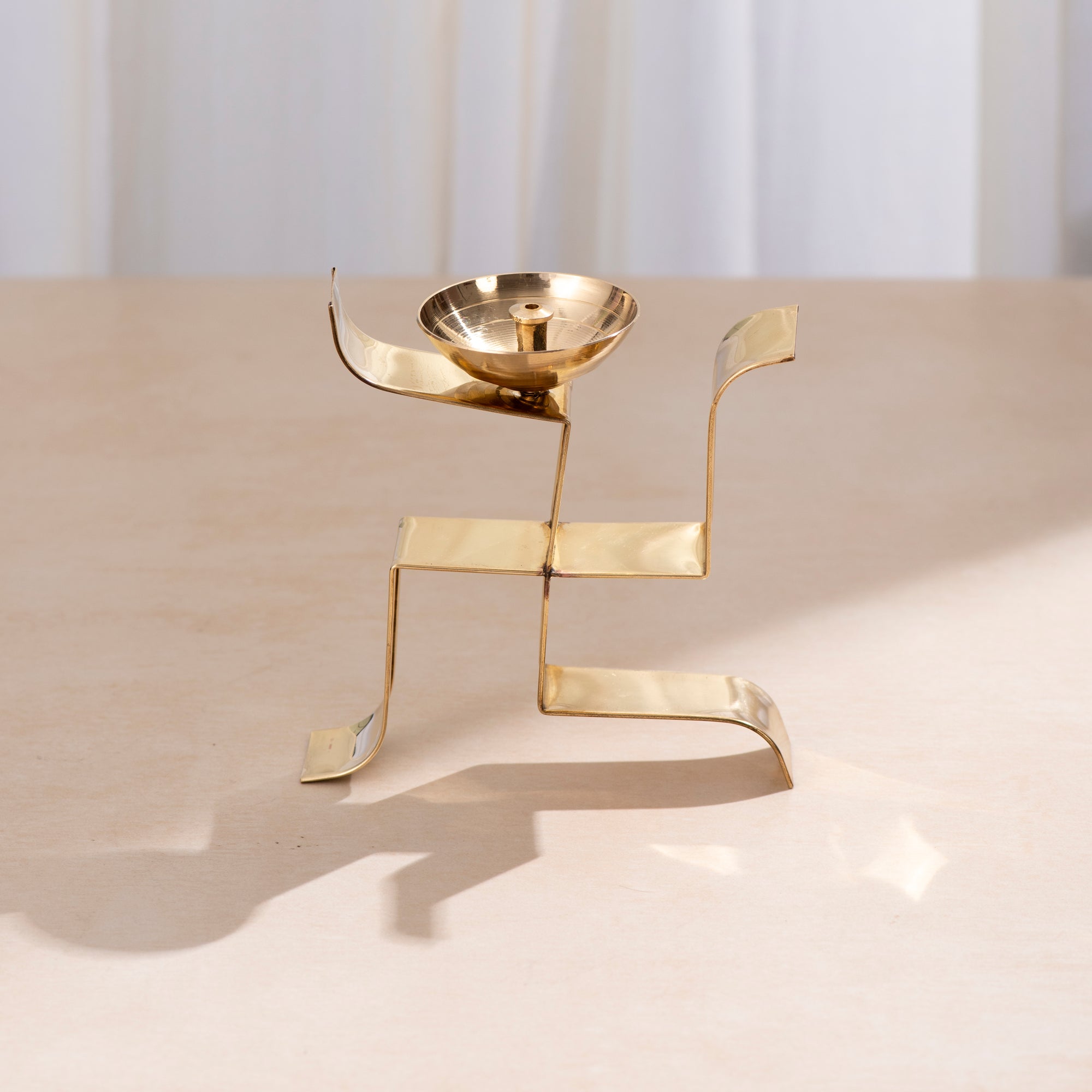 Brass Swastik Diya - 5 inch