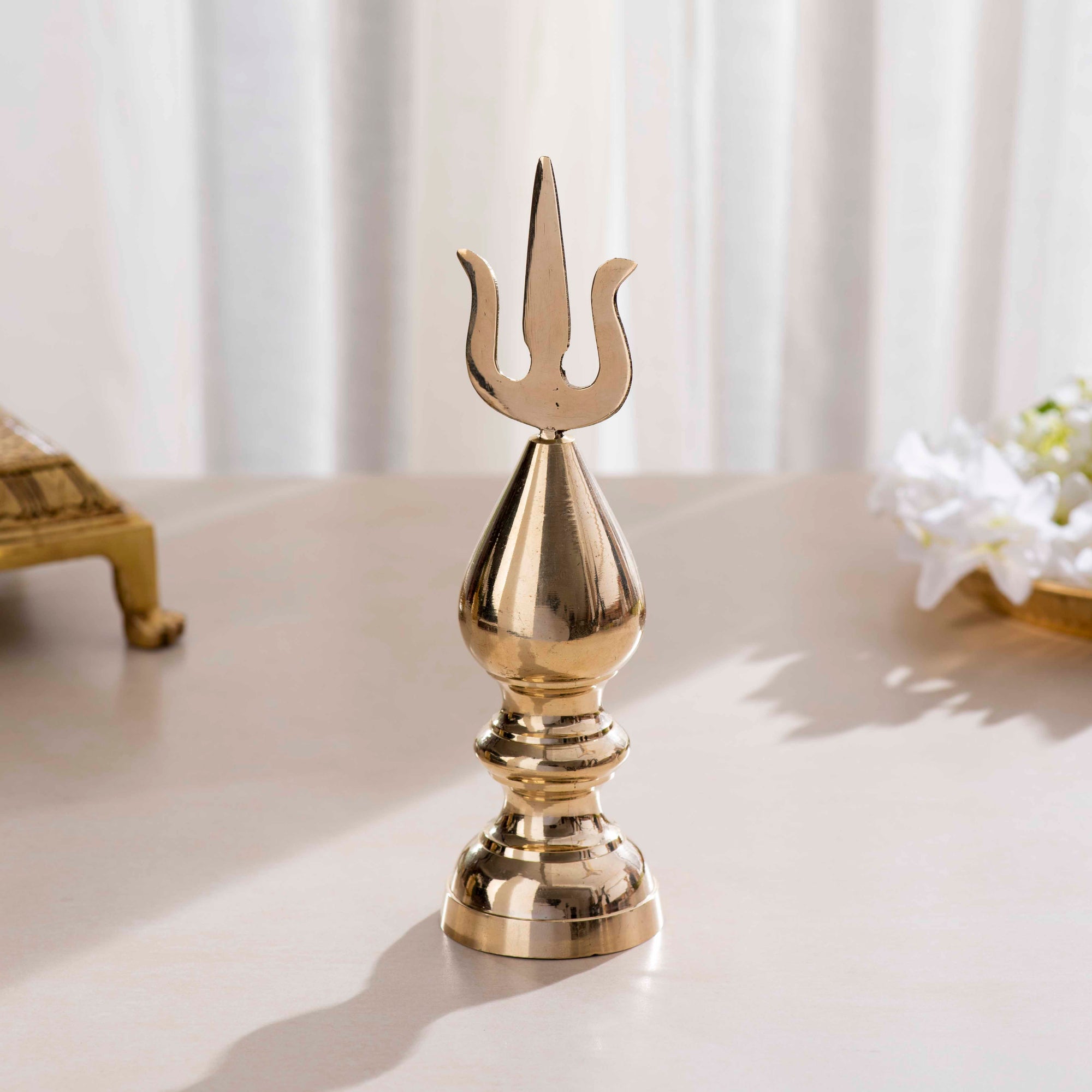 Brass Kalash Trishul - 8 Inch