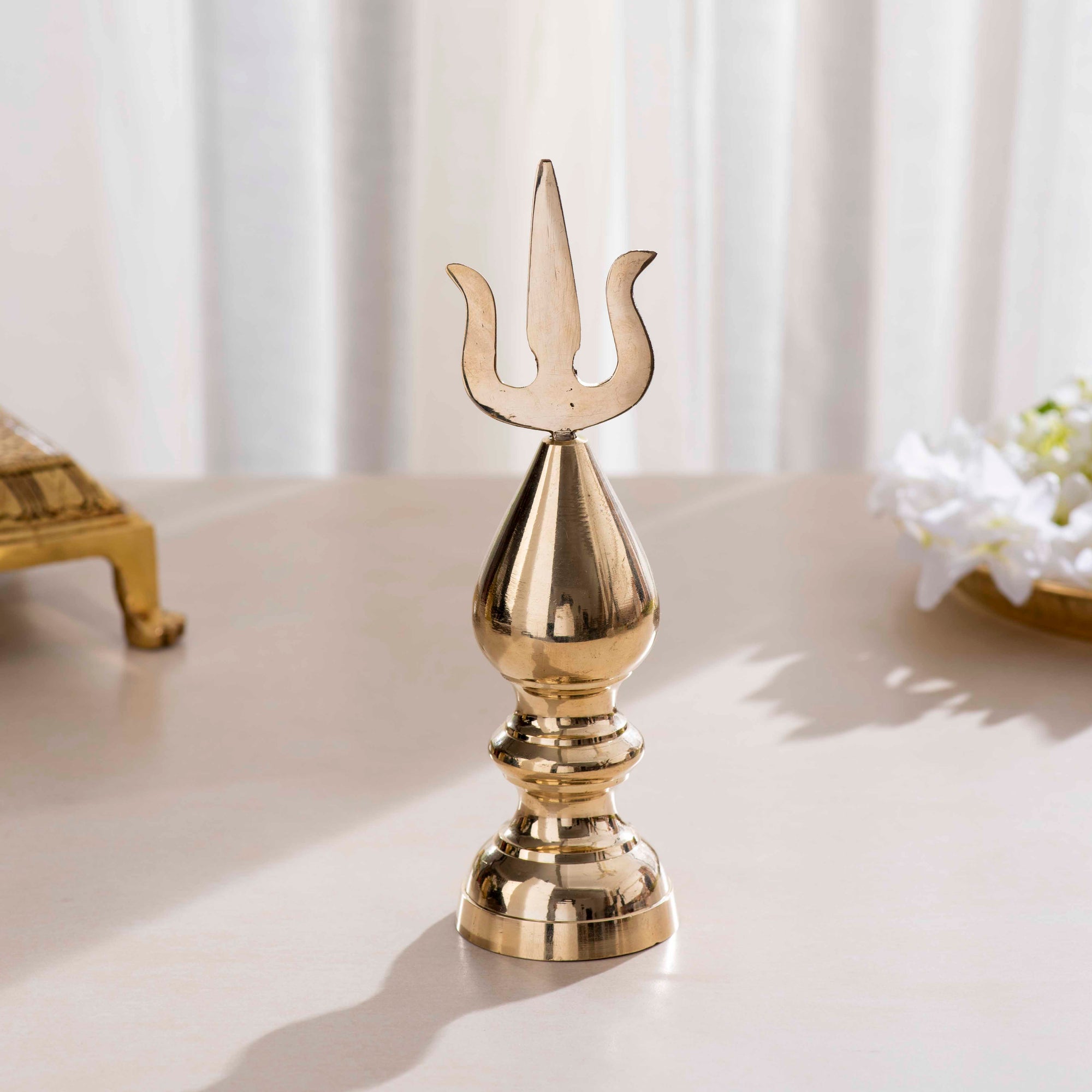 Brass Kalash Trishul - 8 Inch