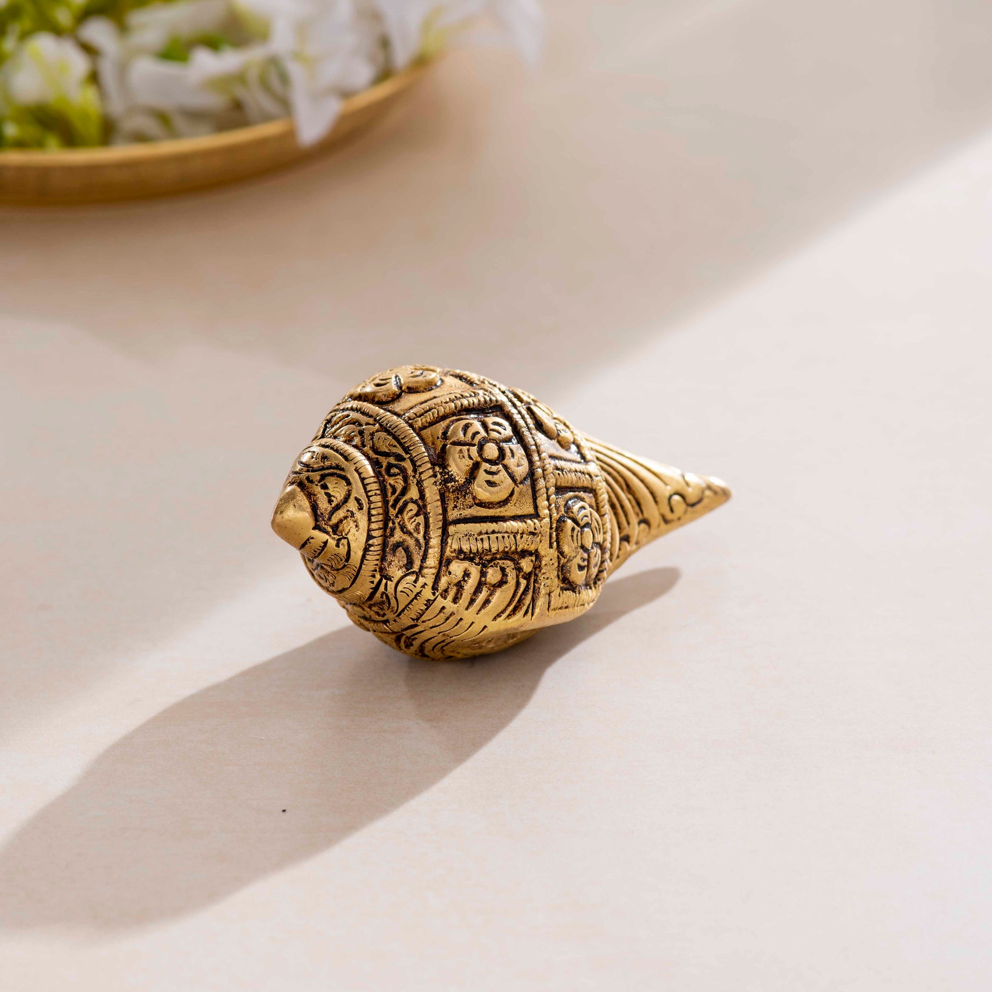 Brass Flower Shankh - 5 Inch