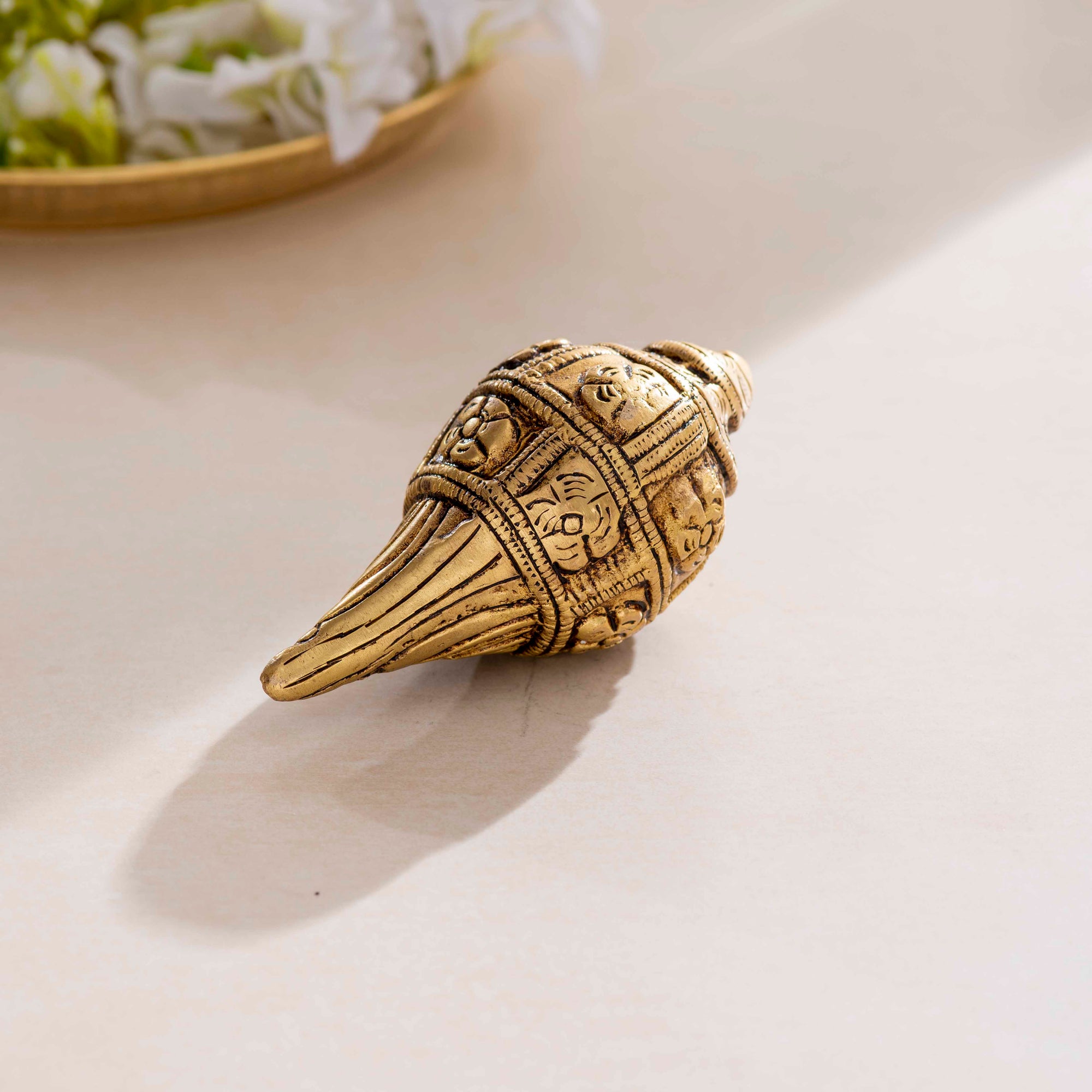 Brass Flower Shankh - 5 Inch