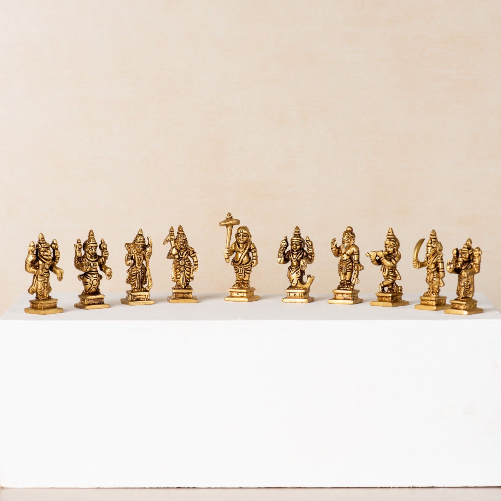 Brass Dashavatara Set 10 Vishnu Avatars Statues Set - 2.5 Inch
