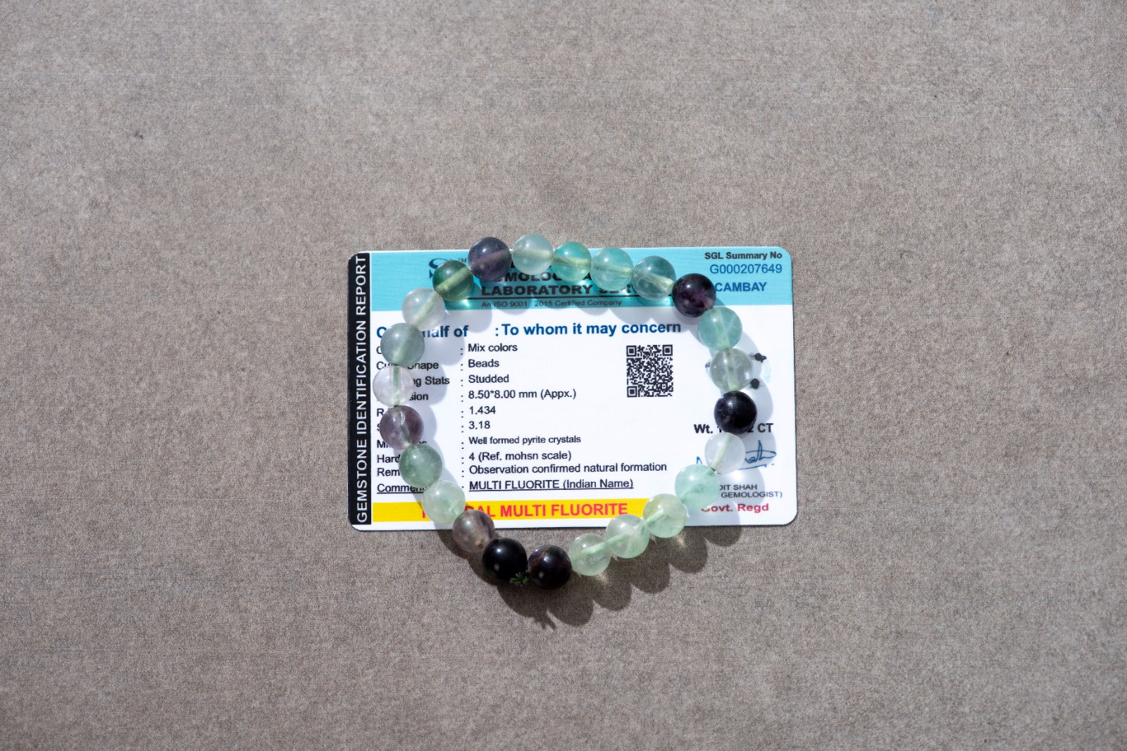 Certified Natural Multi Stones Fluorite Bracelet for Creativity & Spiritual Growth