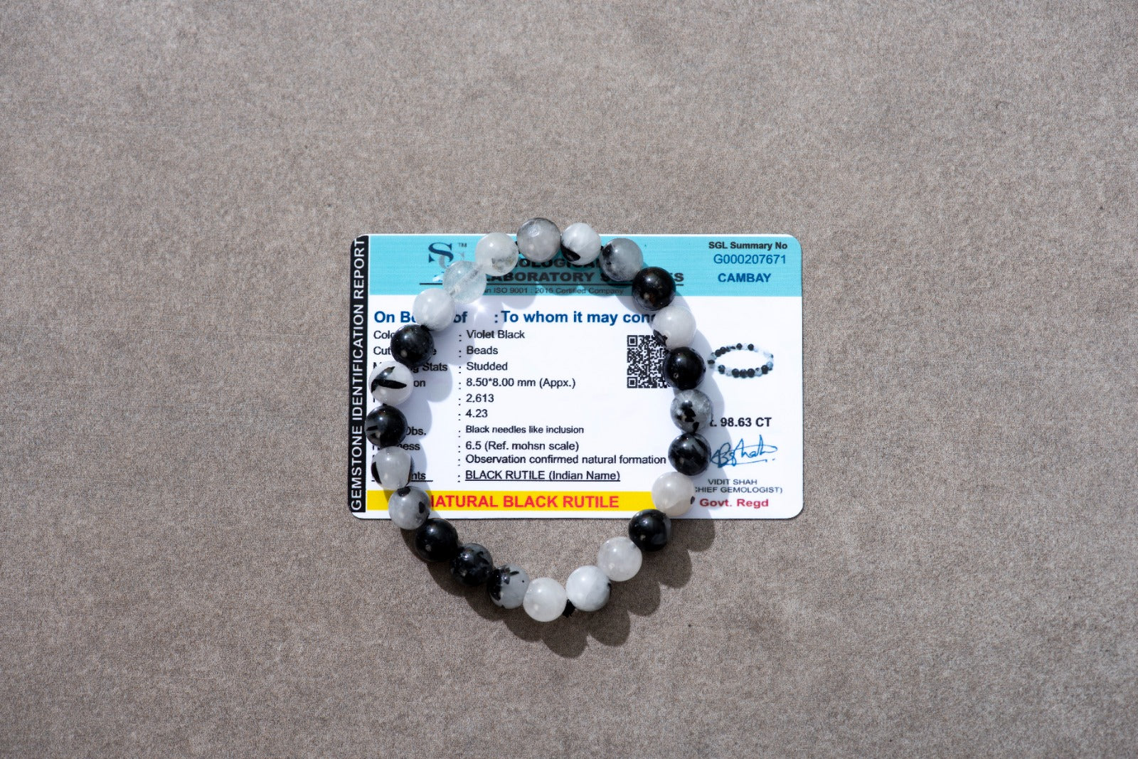 Certified Black Rutile Bracelet For Positive Energy