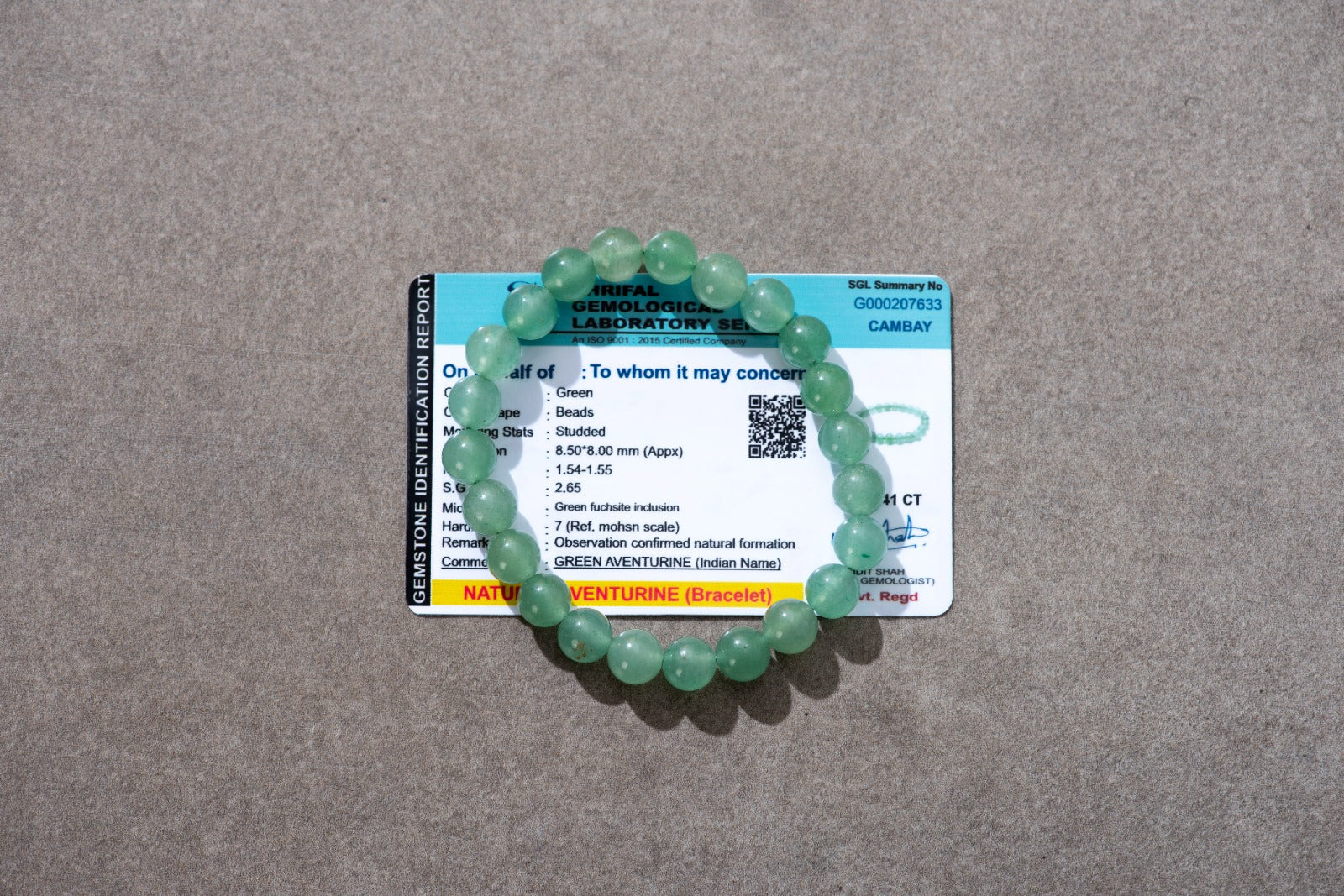 Certified Natural Green Aventurine Bracelet For Balance & Growth