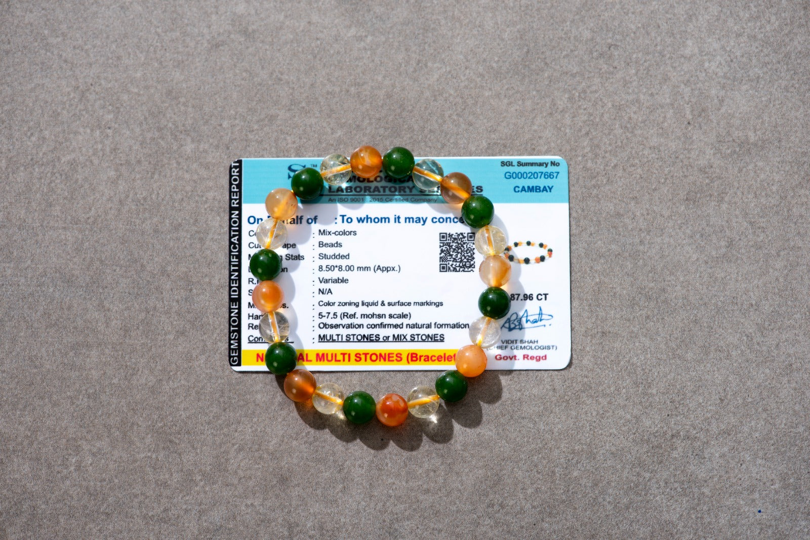 Certified Multi Stones Bracelet for Balance your Daily Life