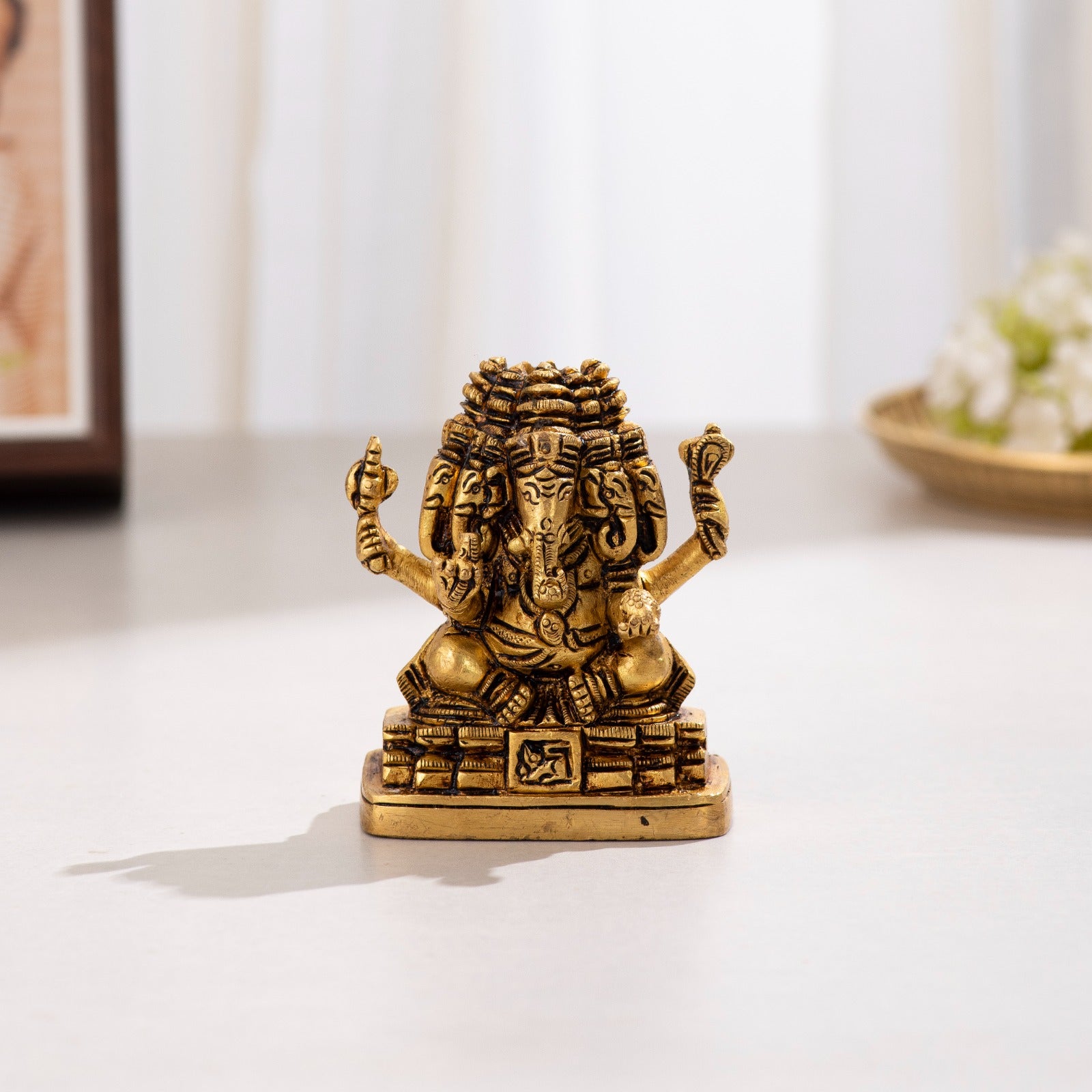 Brass Superfine Panchmukhi Ganesha Idol - 3 inch