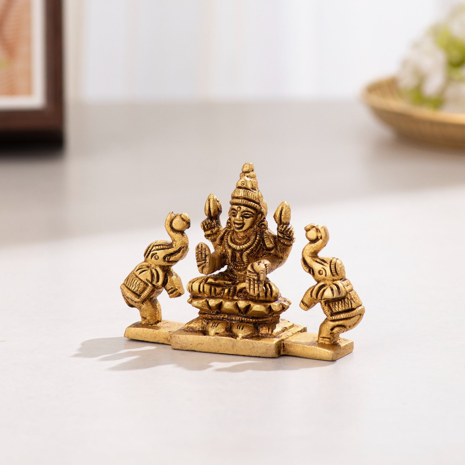 Brass Goddess Gajalakshmi Idol- 3 inch
