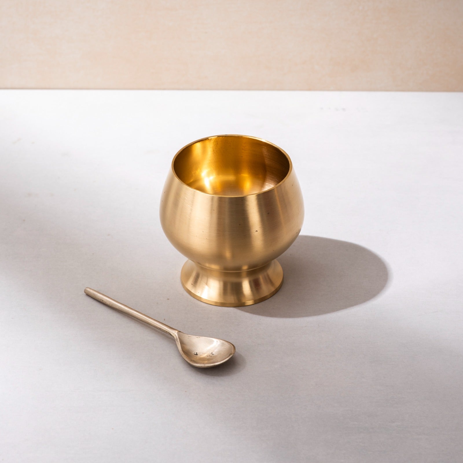 Brass Oreo Desert Bowl with Spoon