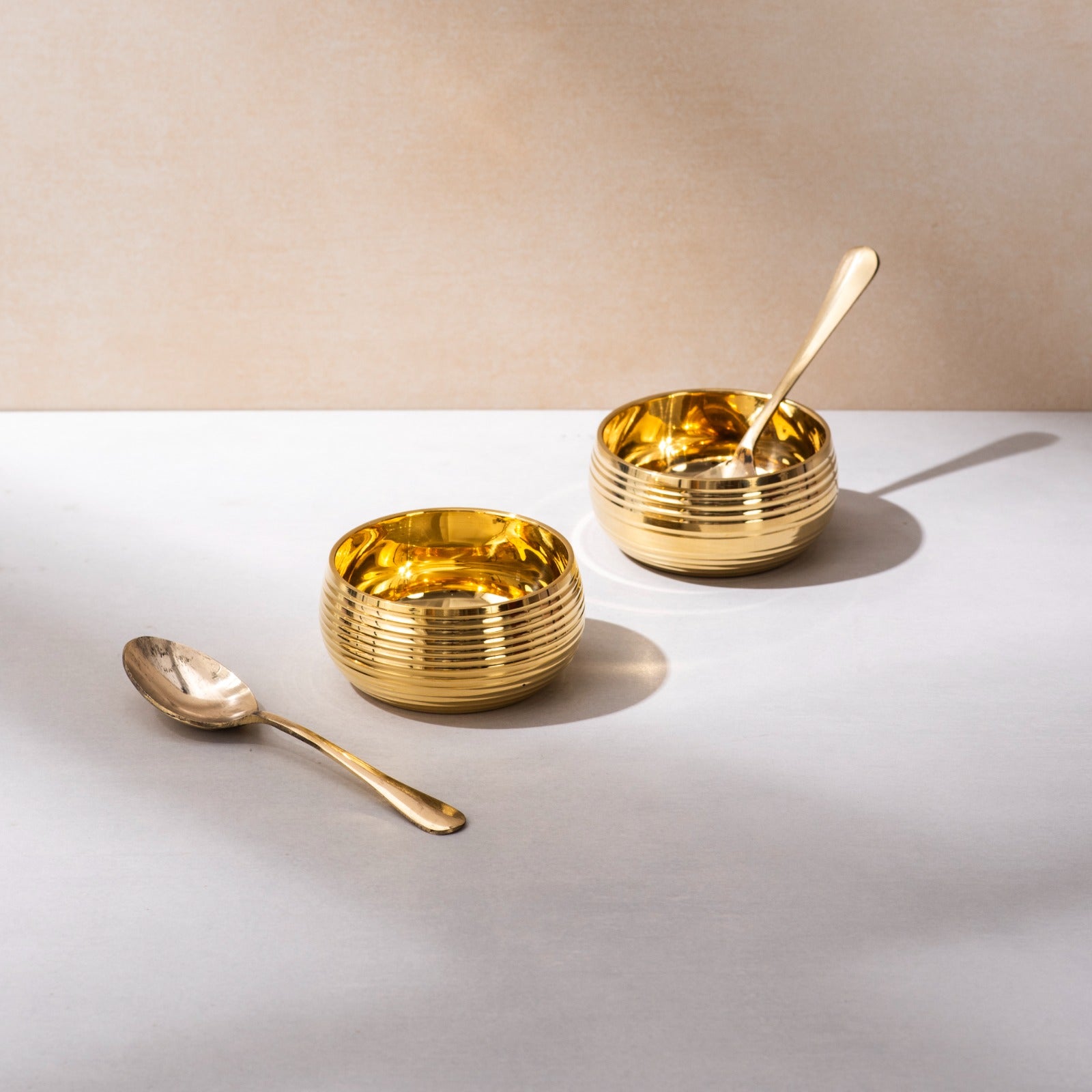 Brass Gulfa Katori with Spoon - Set of 2