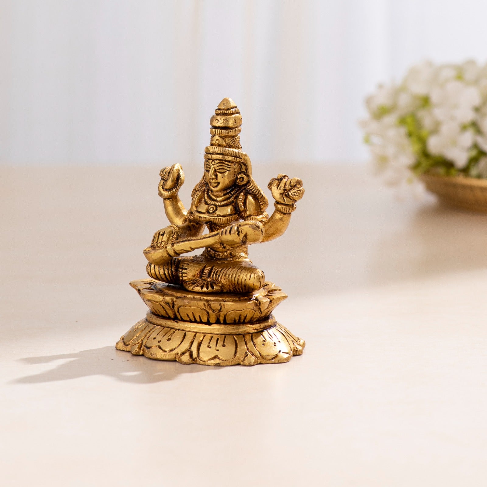 Brass Superfine Maa Sarswati Idol - 3.5 inch