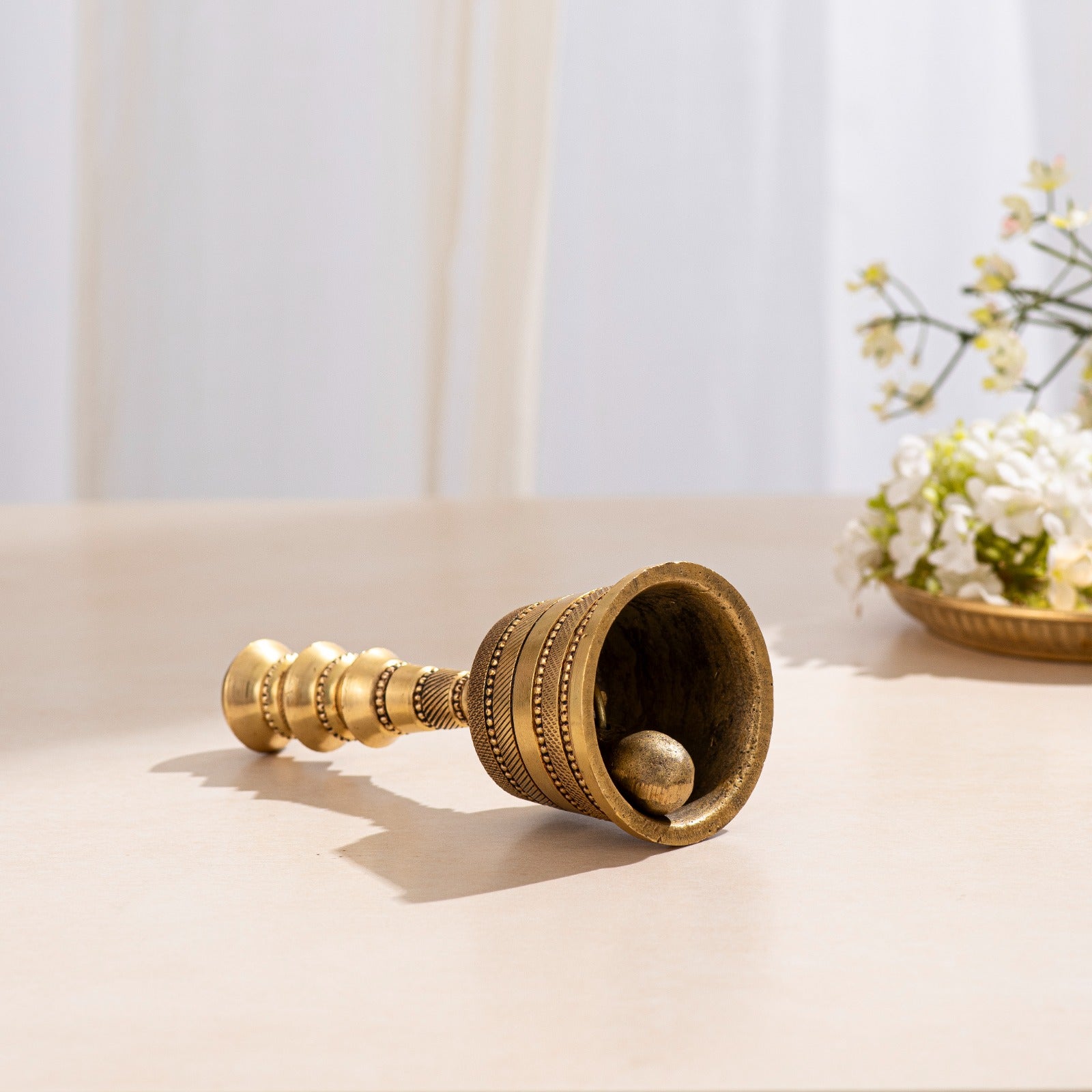 Brass Superfine Hand Bell for Pooja  - 6 inch