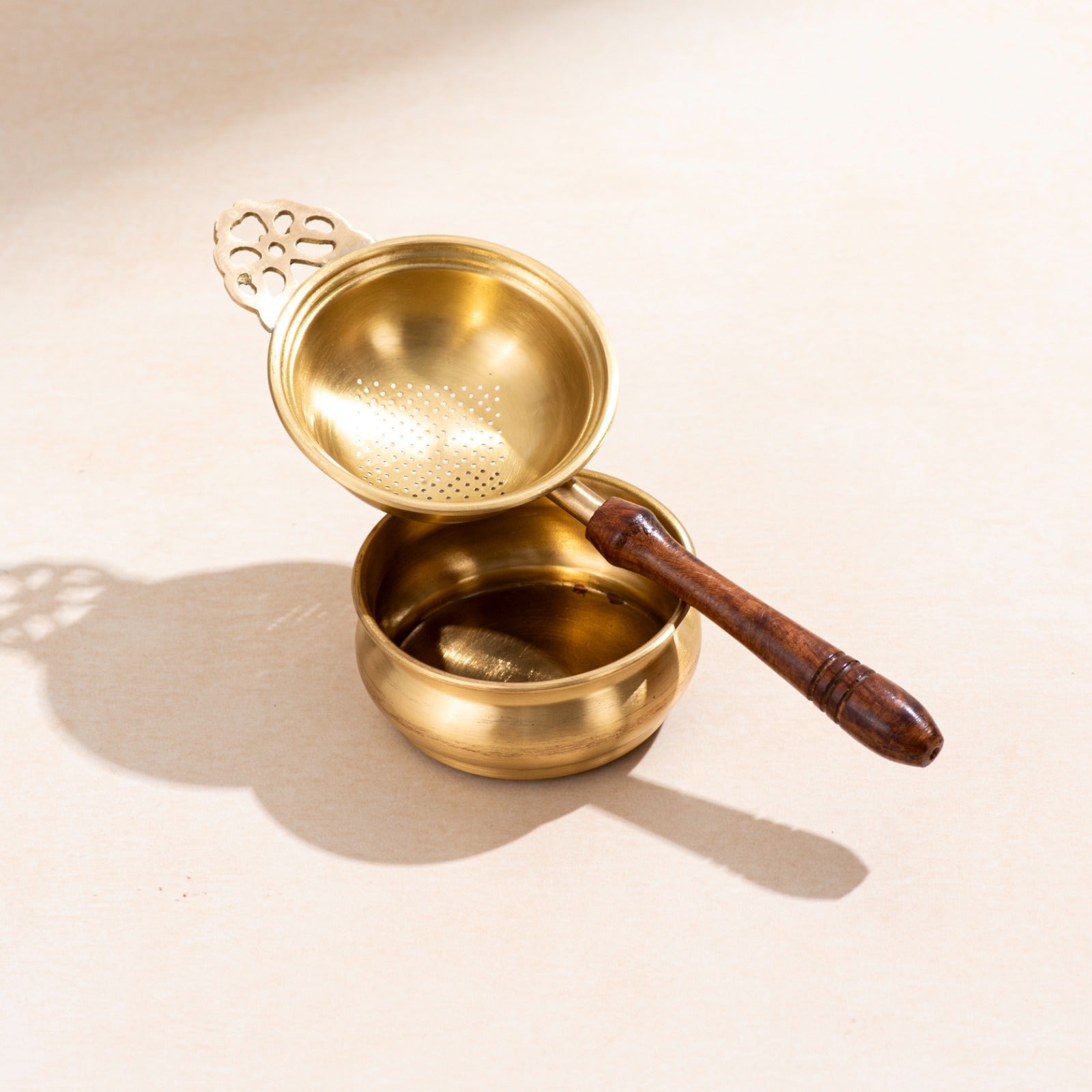 Brass Tea Strainer with Bowl