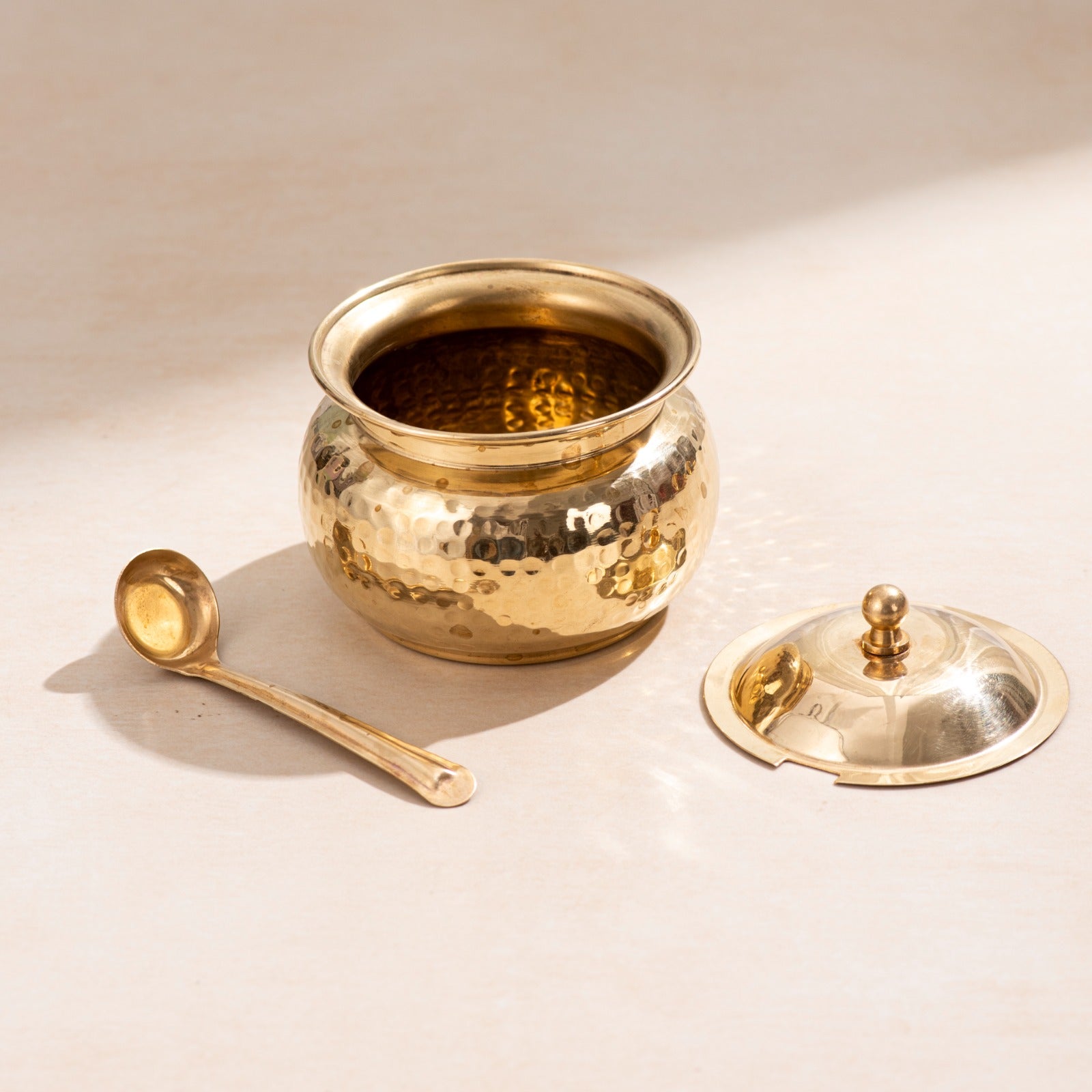 Brass Hammered Ghee Pot