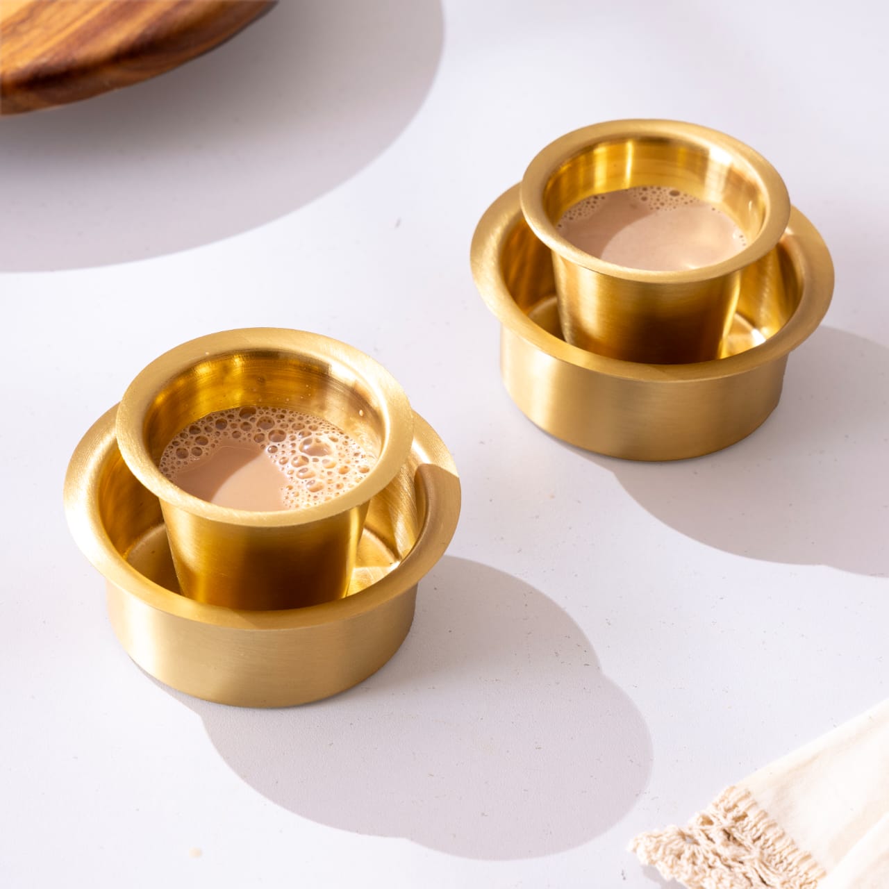 Brass Coffee Dabara - Brass Coffee Tumbler with Bowl set of 6