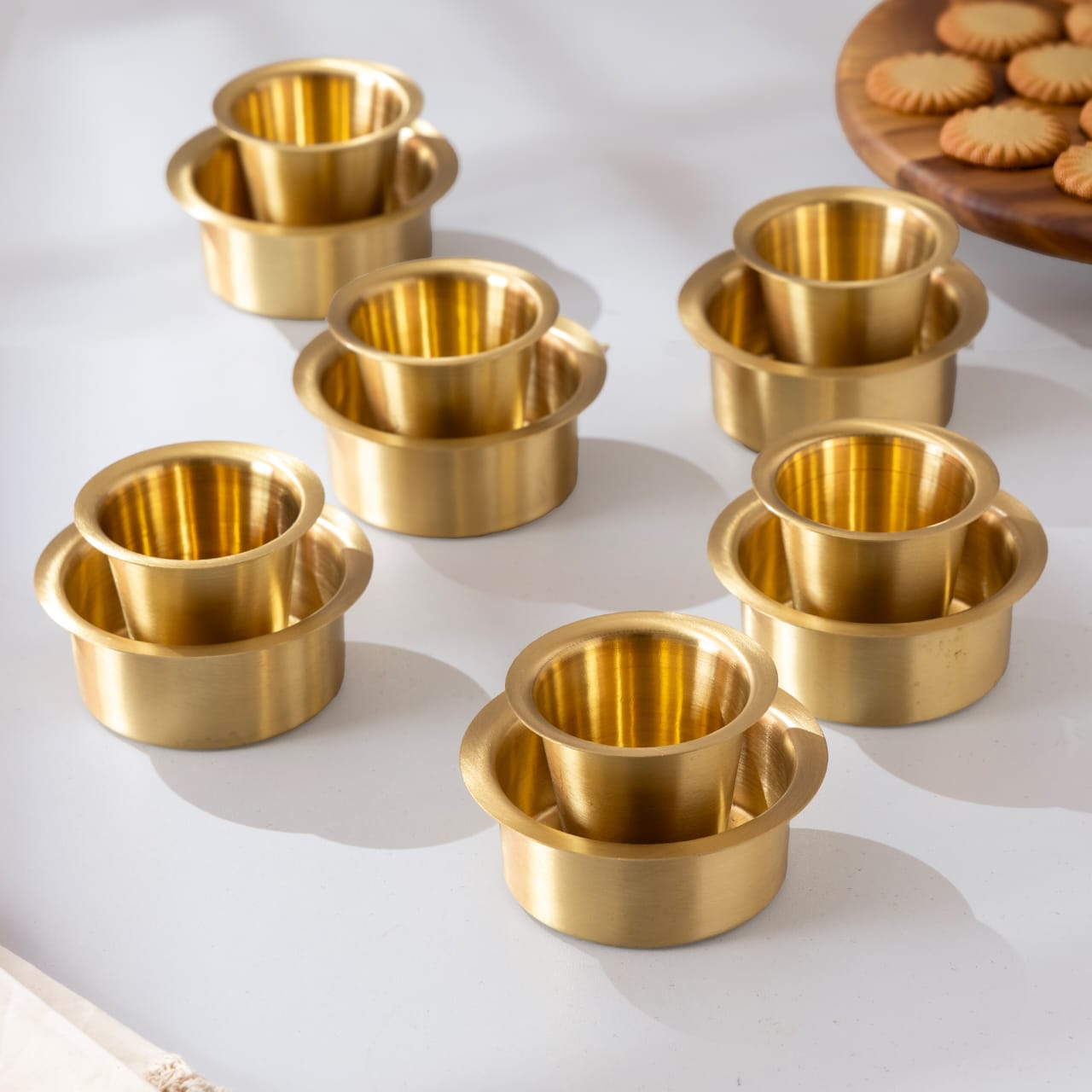 Brass Coffee Dabara - Brass Coffee Tumbler with Bowl set of 6
