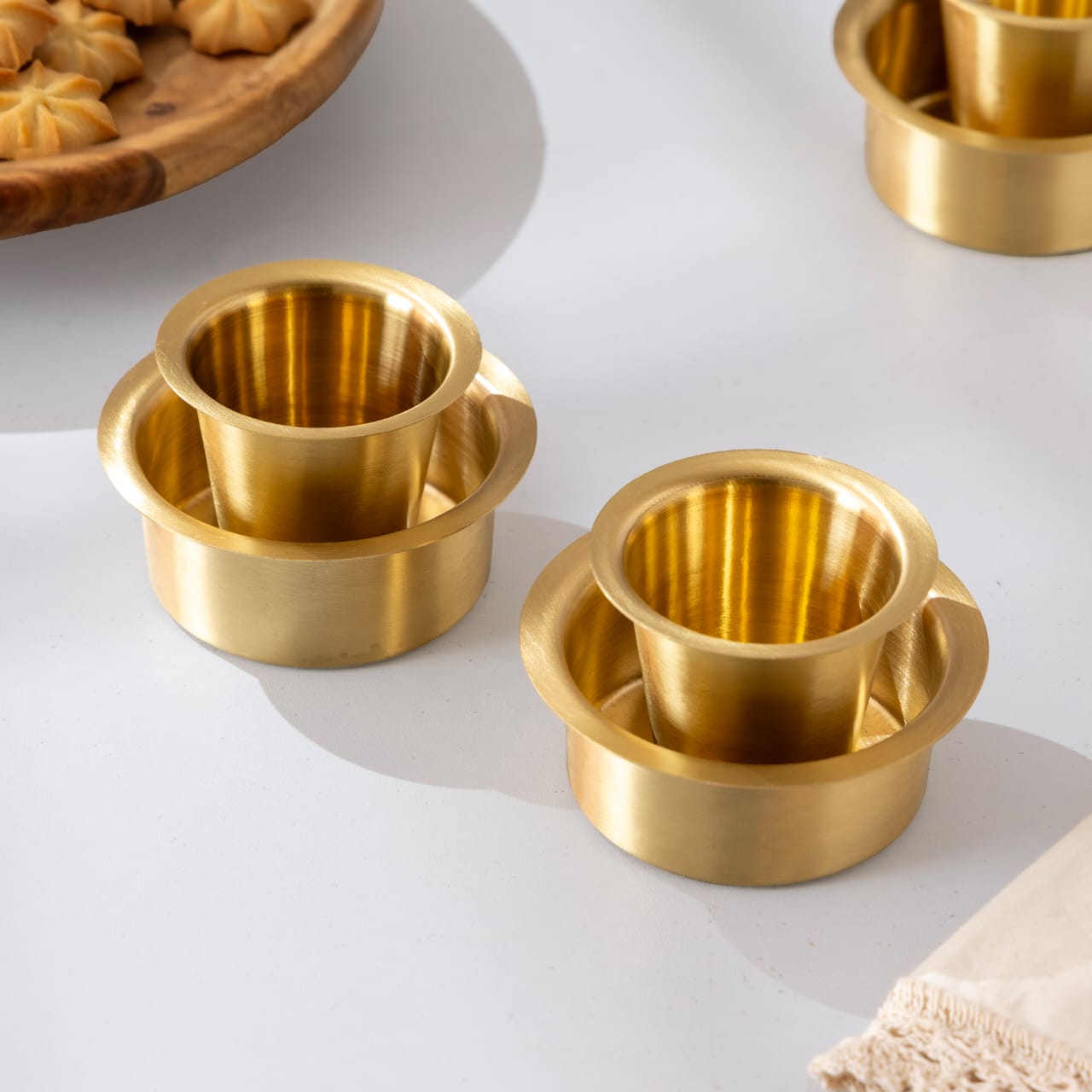 Brass Coffee Dabara - Brass Coffee Tumbler with Bowl set of 6