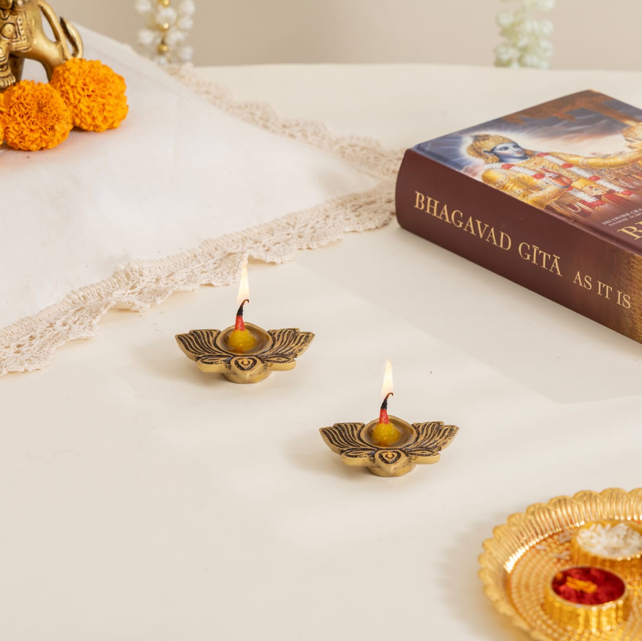 Brass Lotus Deep Set of 4
