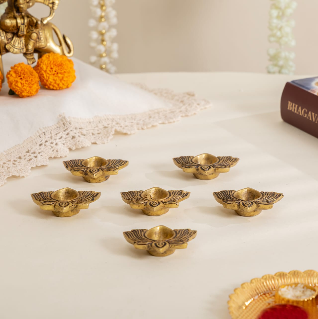 Brass Lotus Deep Set of 4