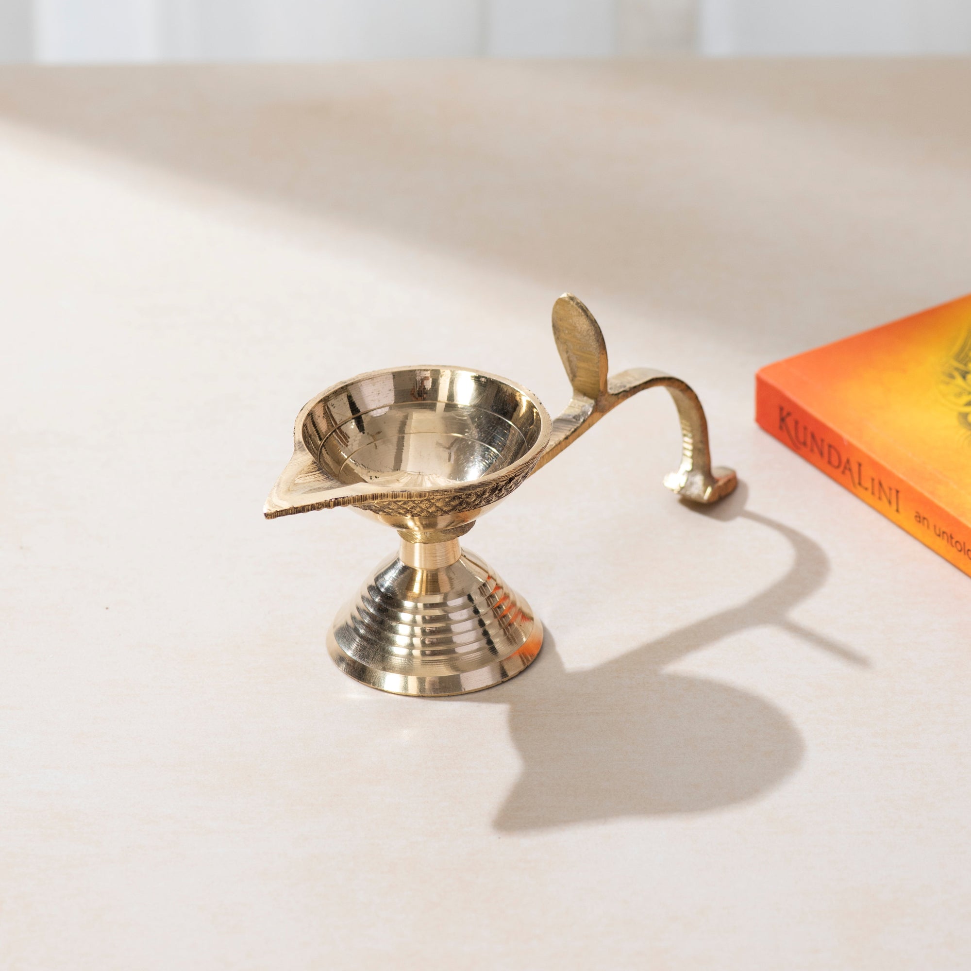 Brass Aarti Diya with Handle - 5.5 Inch
