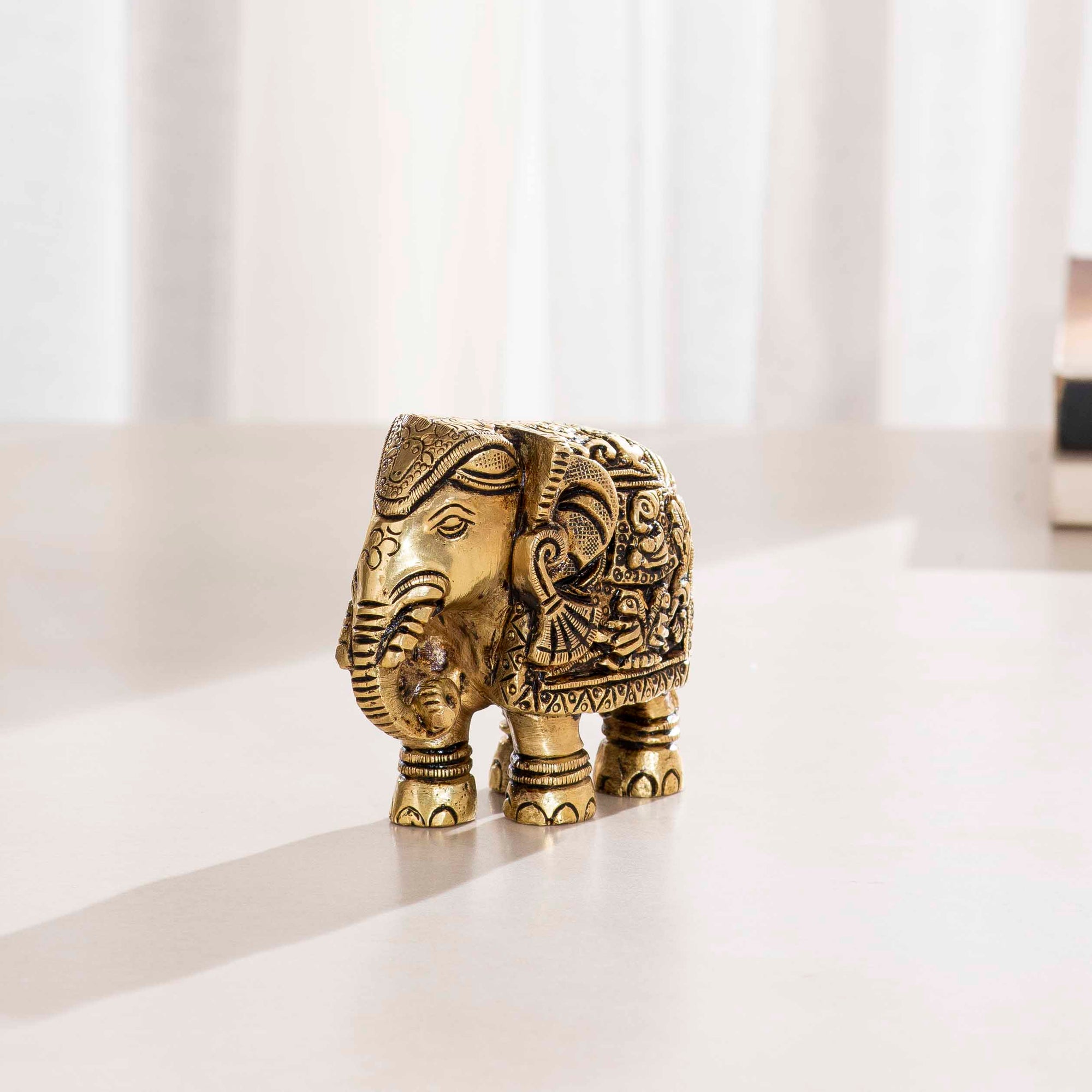 Brass Antique Elephant - 2.5 Inch