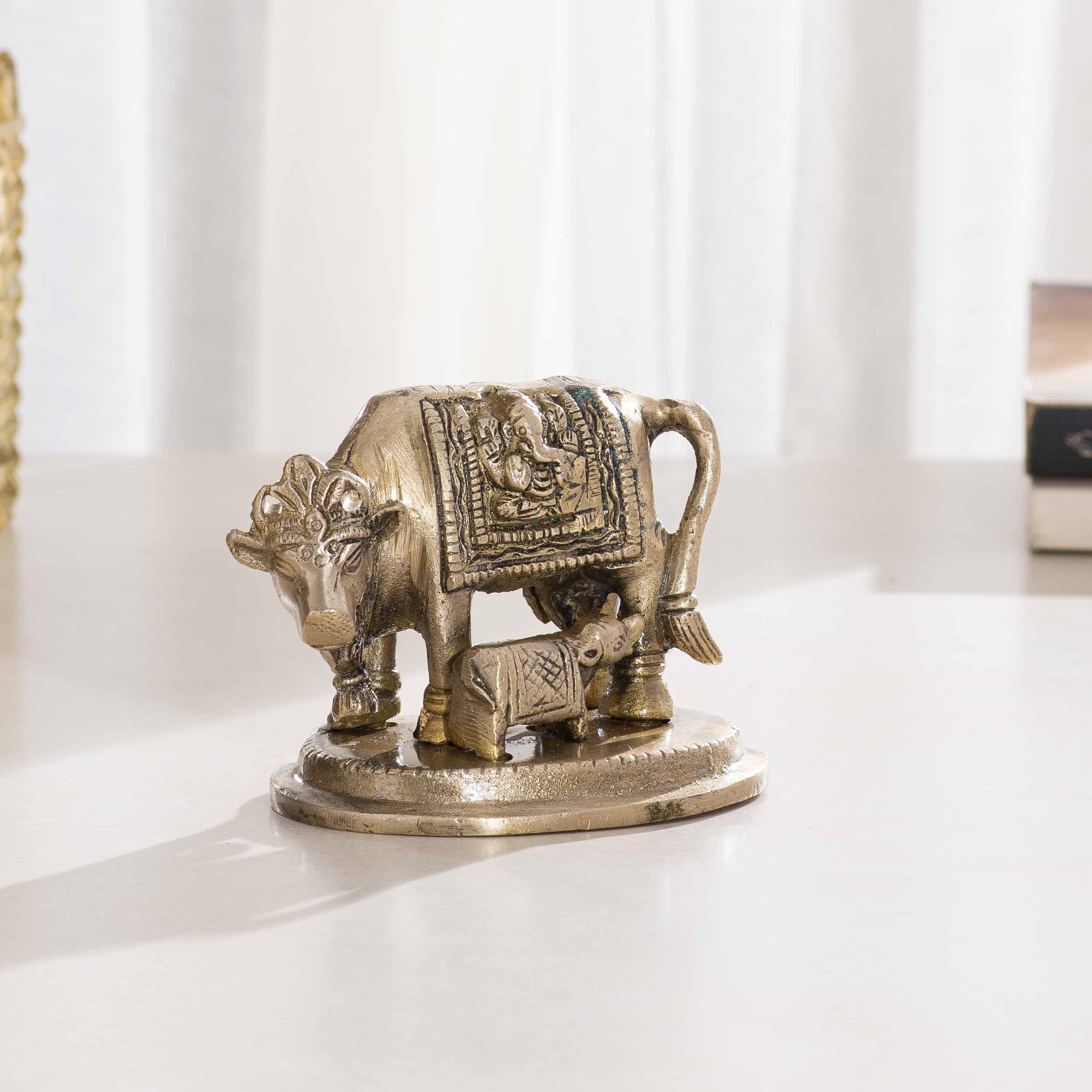 Darbar Craft - Cow and Calf Laxmi Ganesh Idol Statue
