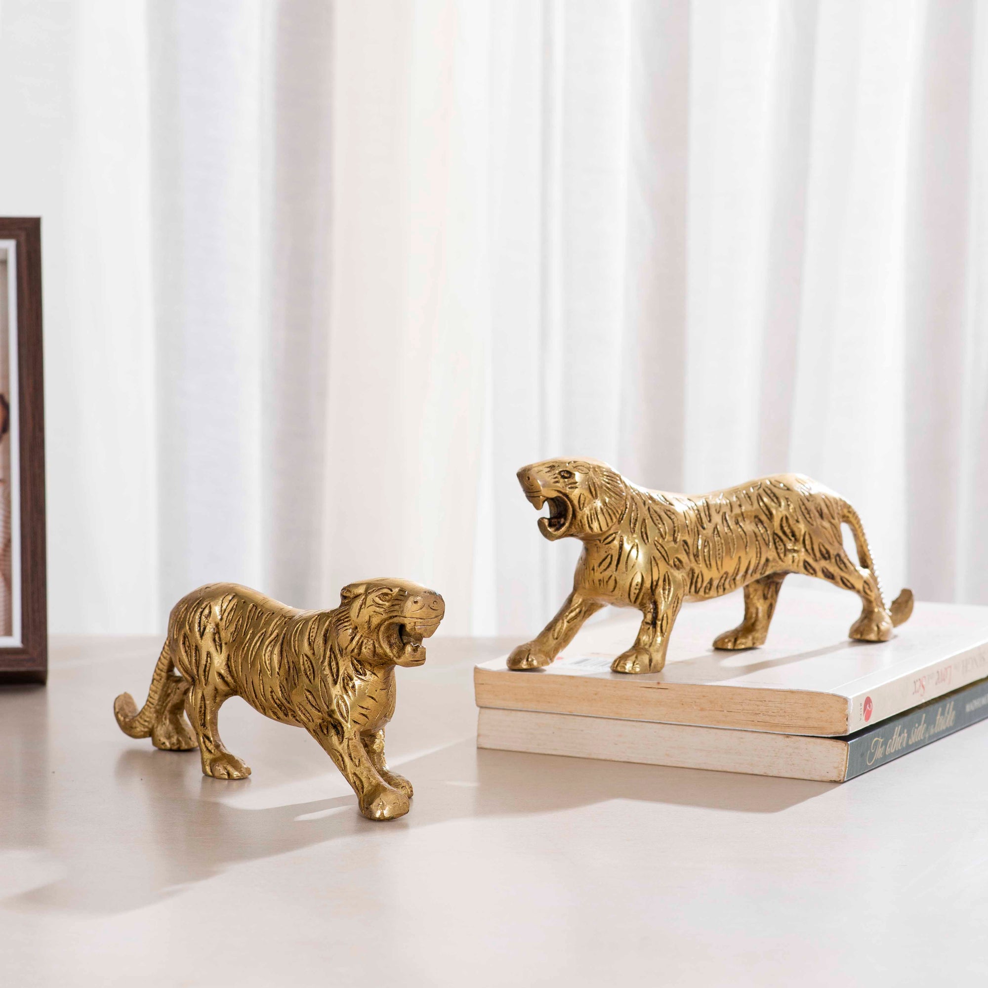 Brass Decorative Tiger Pair - 7 Inch