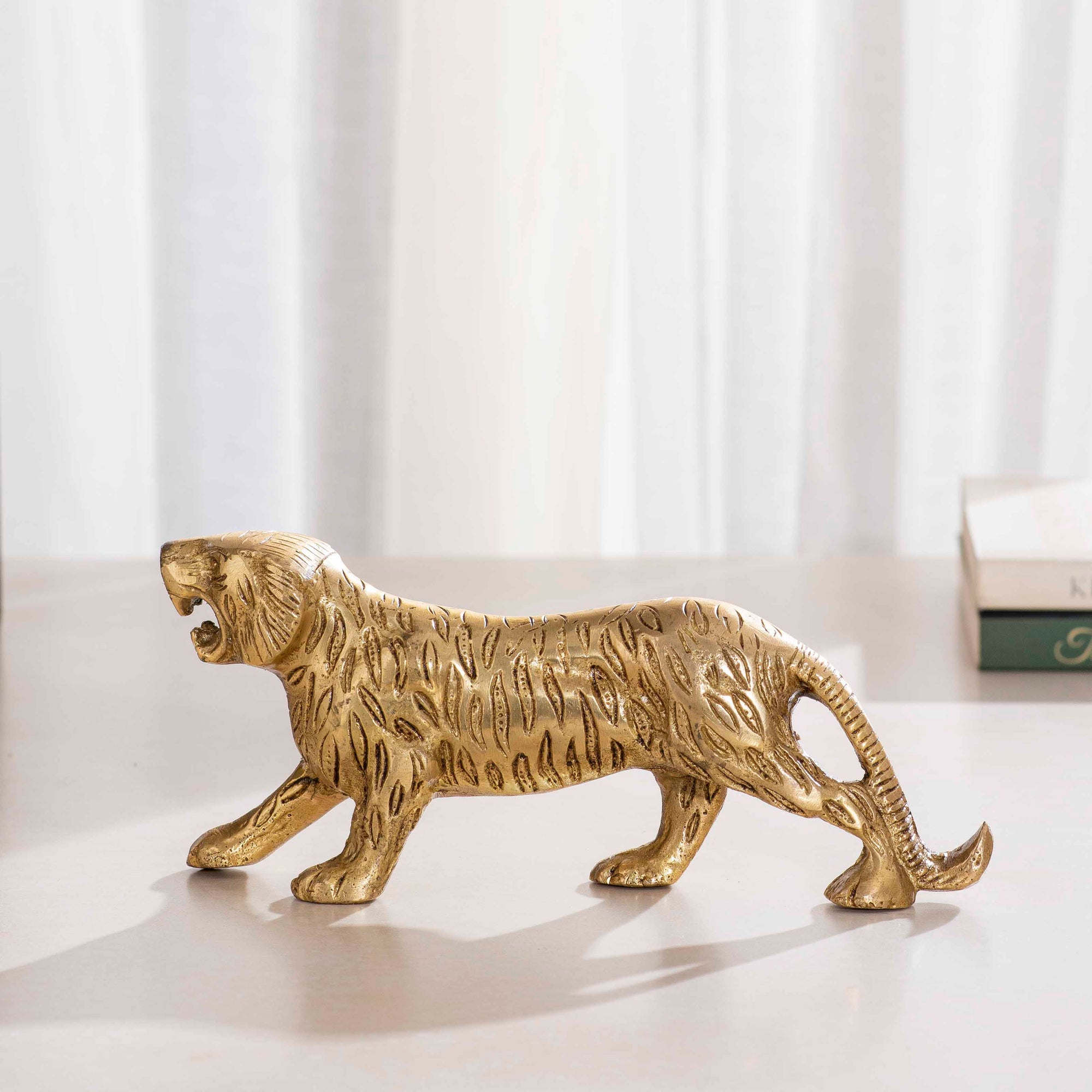 Brass Decorative Tiger - 7 Inch